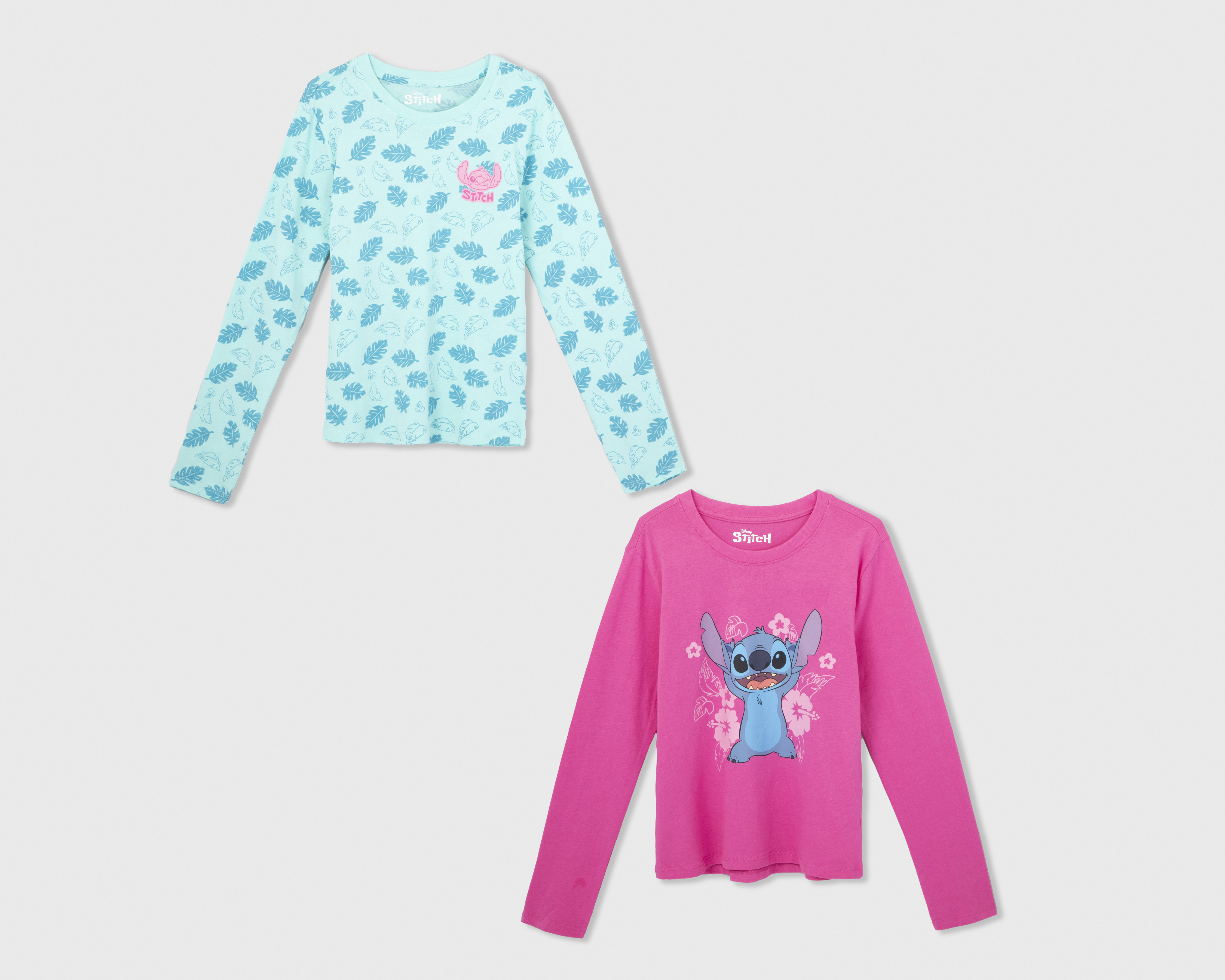Foto 2 pulgar | Foto 1 | Blusa Disney Lilo & Stitch Manga Larga Estampada para Niña 2 Piezas