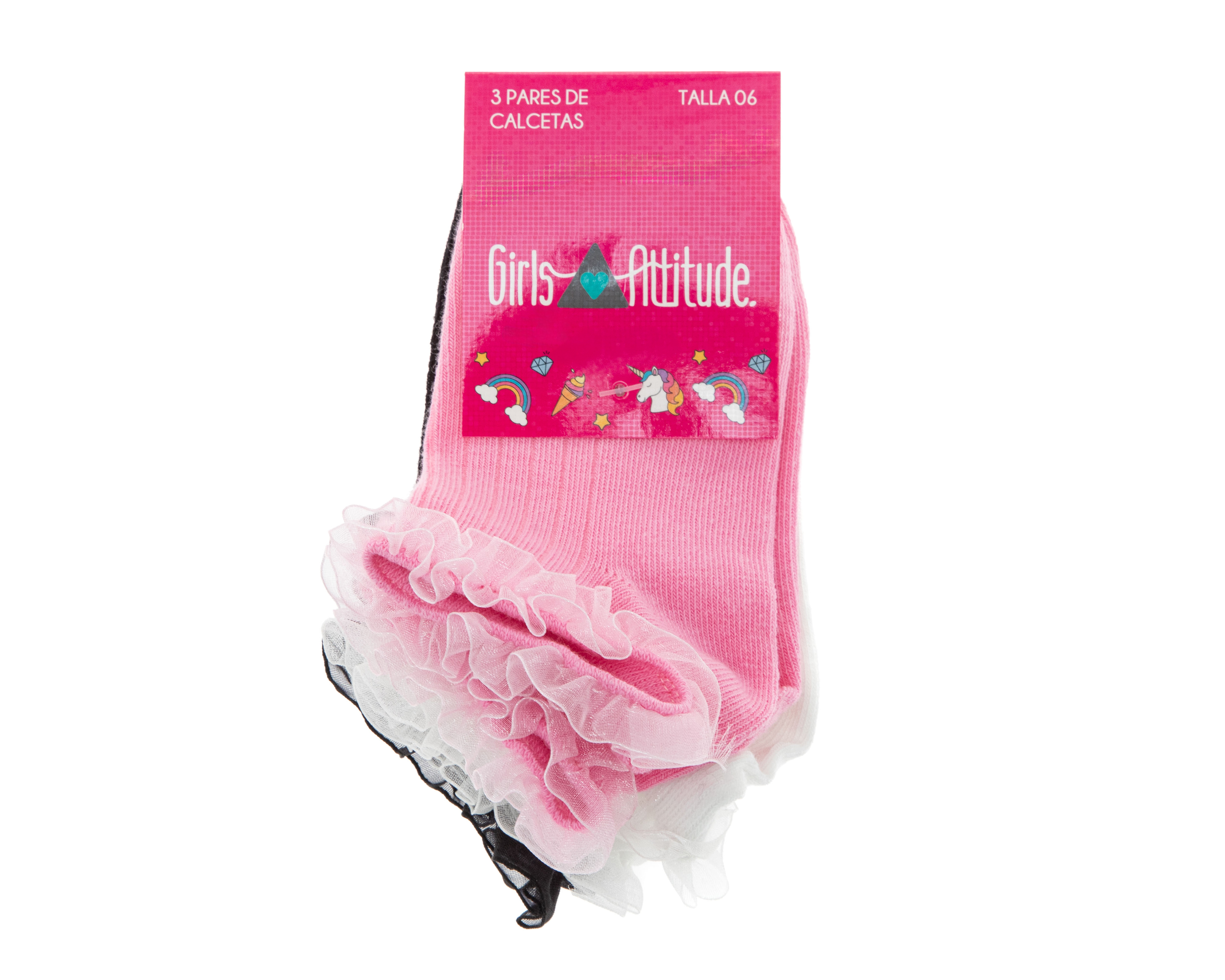 Foto 4 pulgar | Foto 3 | Calcetas de Vestir Girls Attitude para Niña 3 Pares