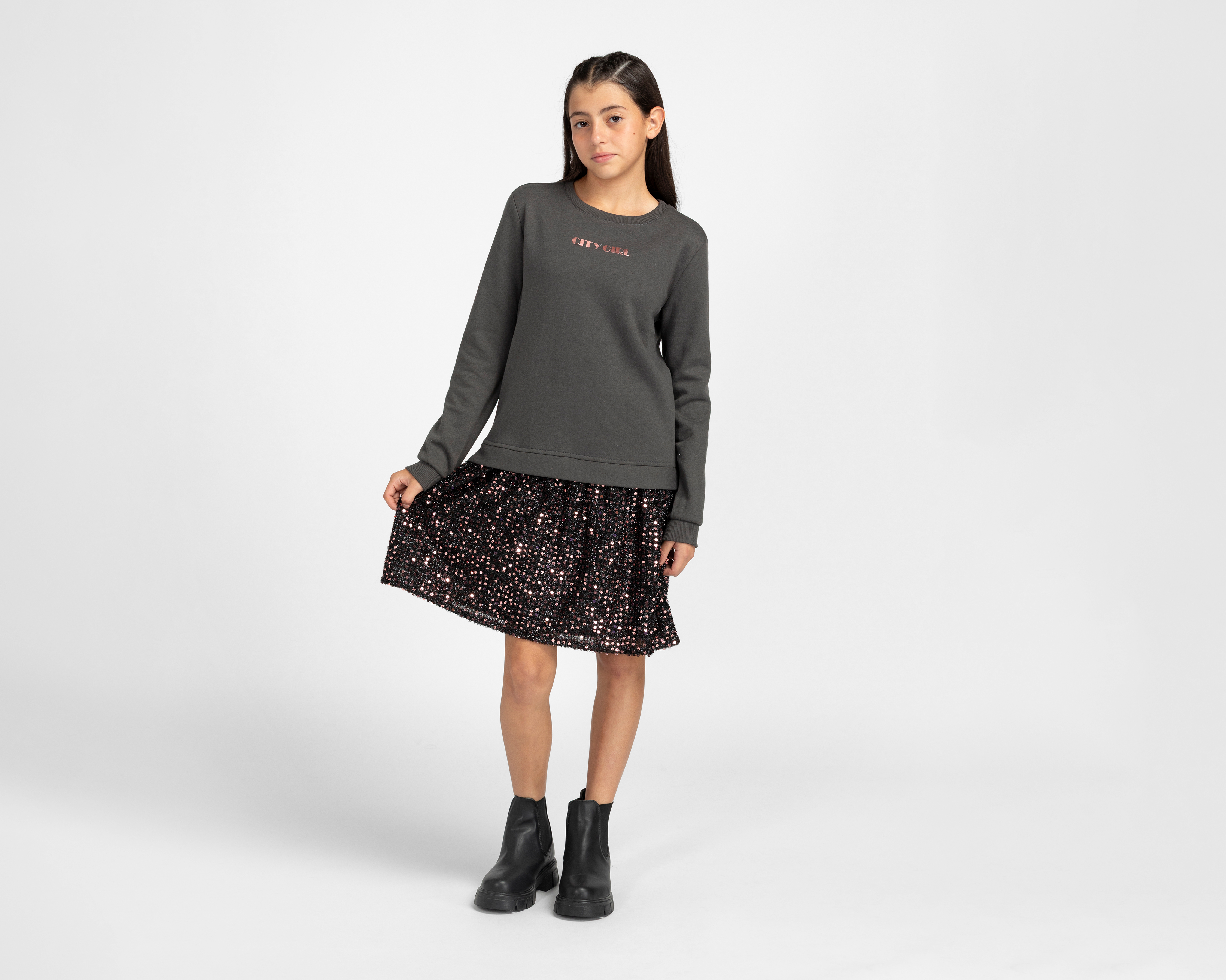 Foto 2 pulgar | Foto 1 | Vestido Sudadera Girls Attitude Juvenil