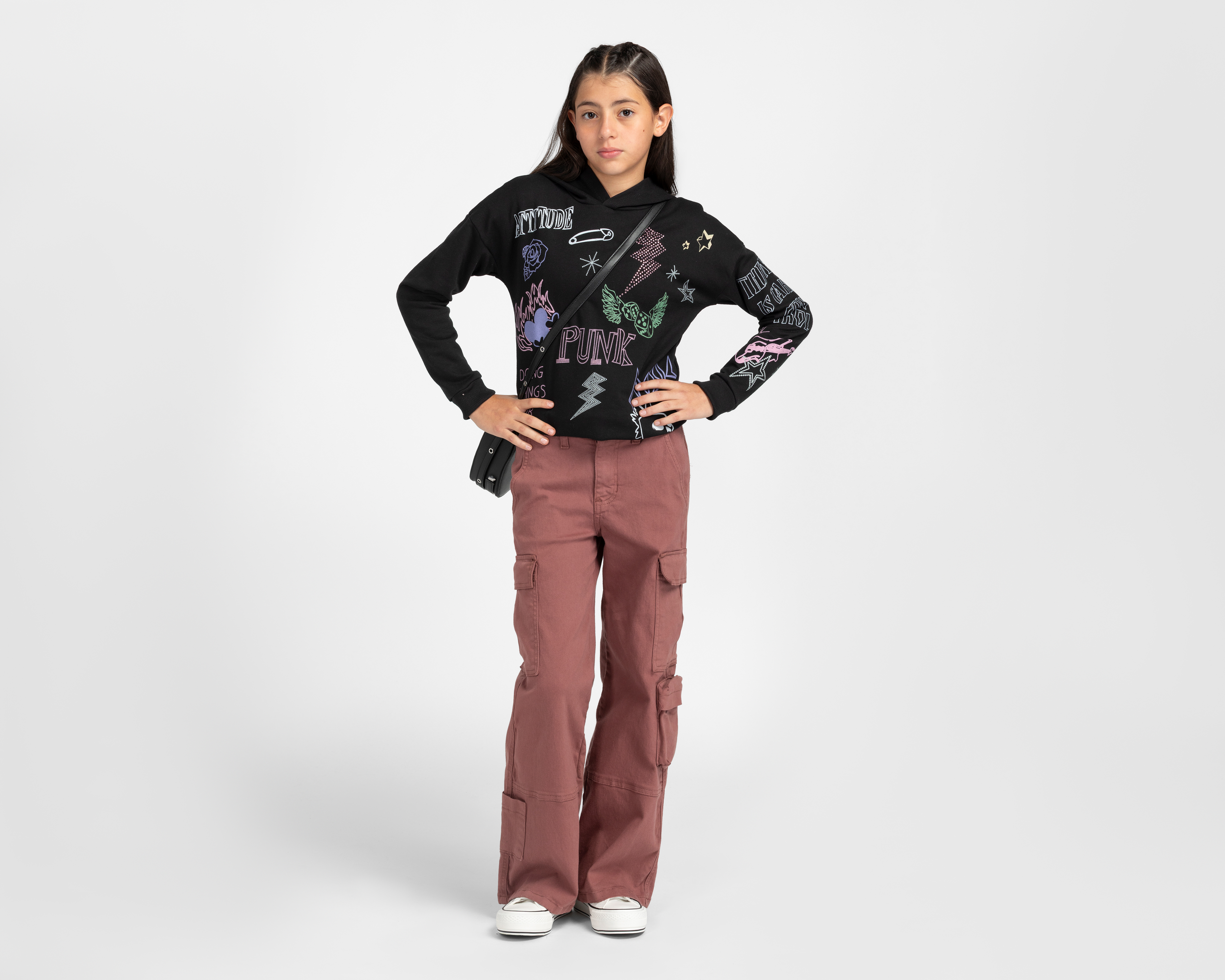 Foto 3 pulgar | Foto 2 | Sudadera Girls Attitude con Gorro para Niña