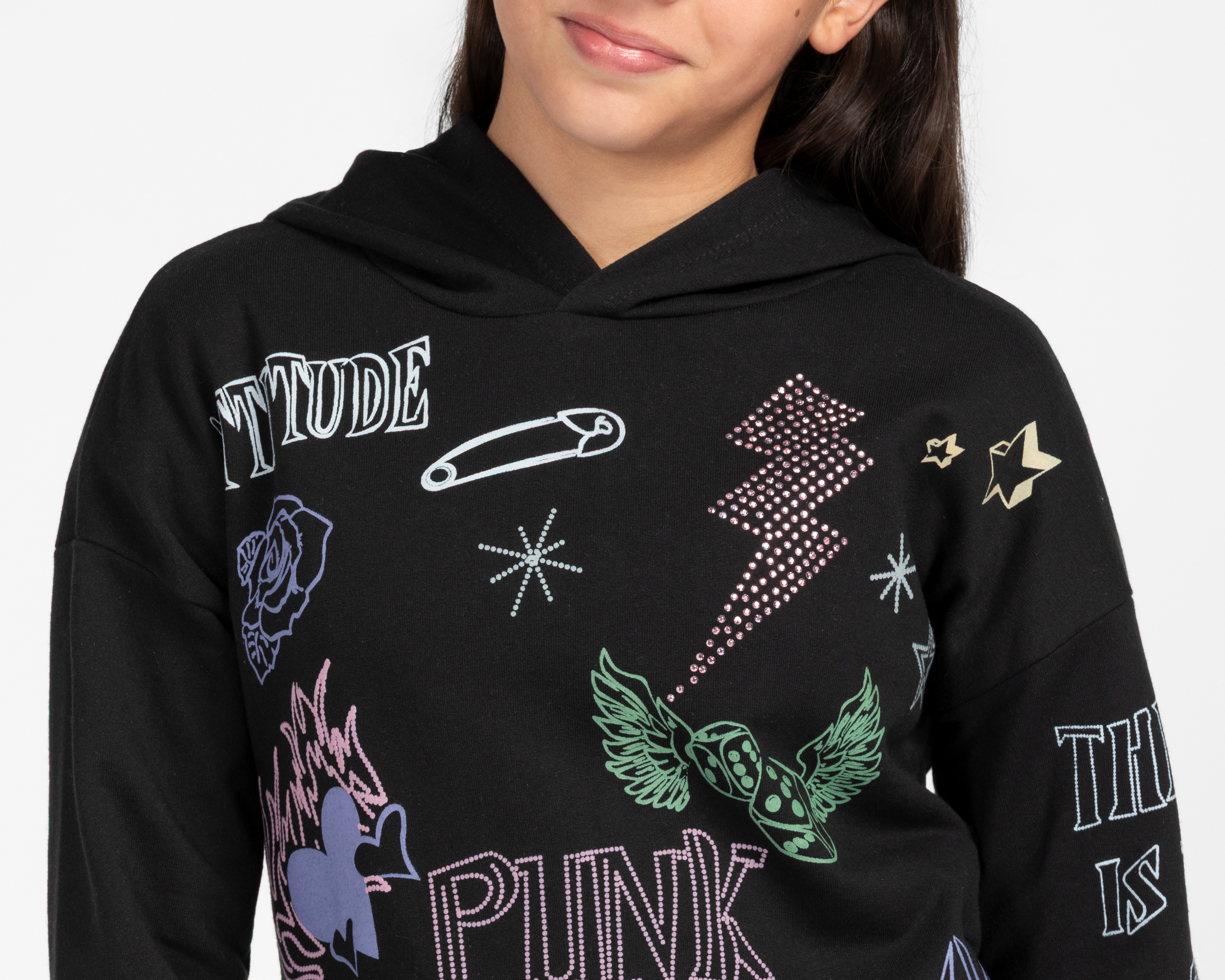 Foto 4 | Foto 4 | Sudadera Girls Attitude con Gorro para Niña