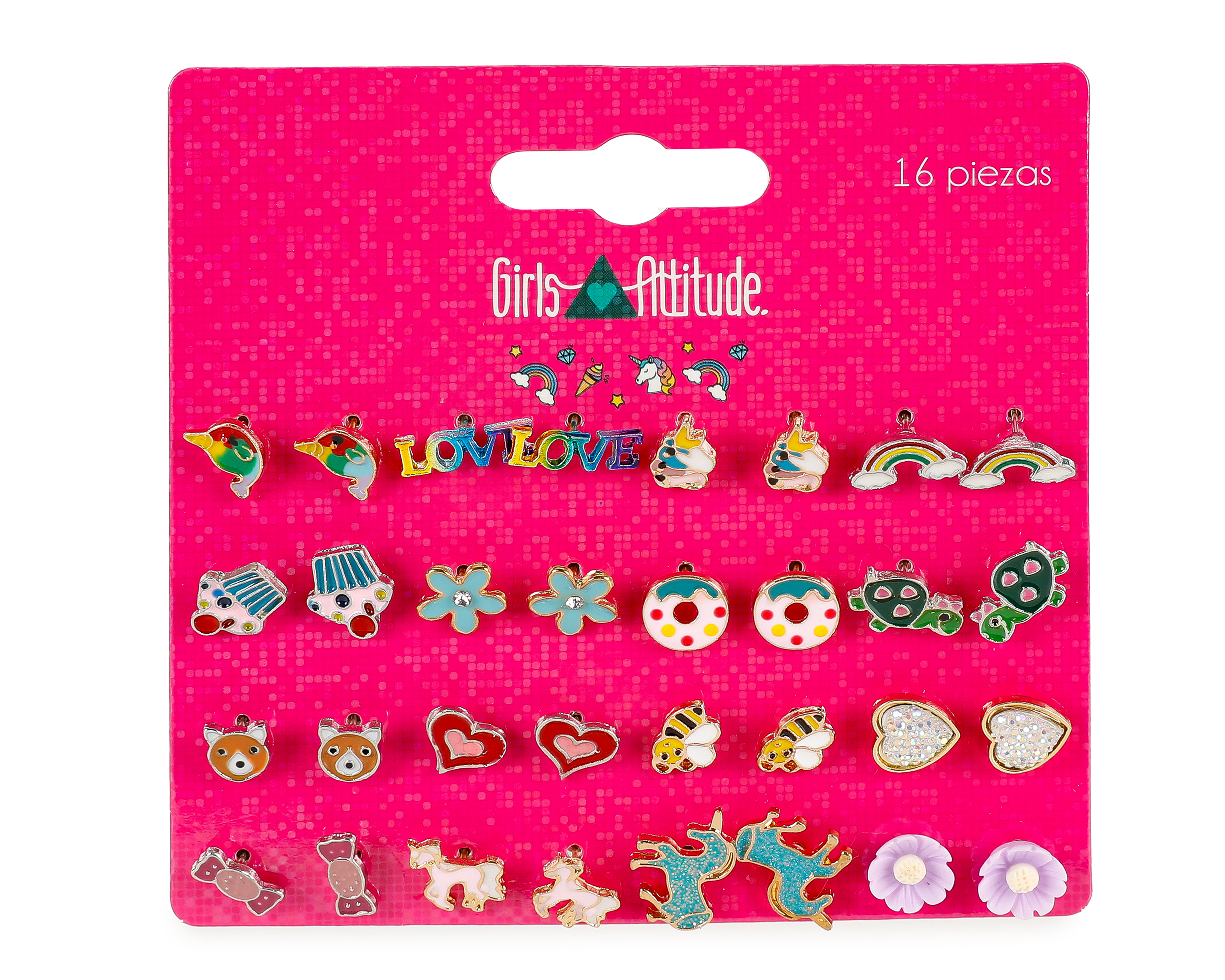 Foto 2 pulgar | Foto 1 | Aretes Girls Attitude 16 Pares