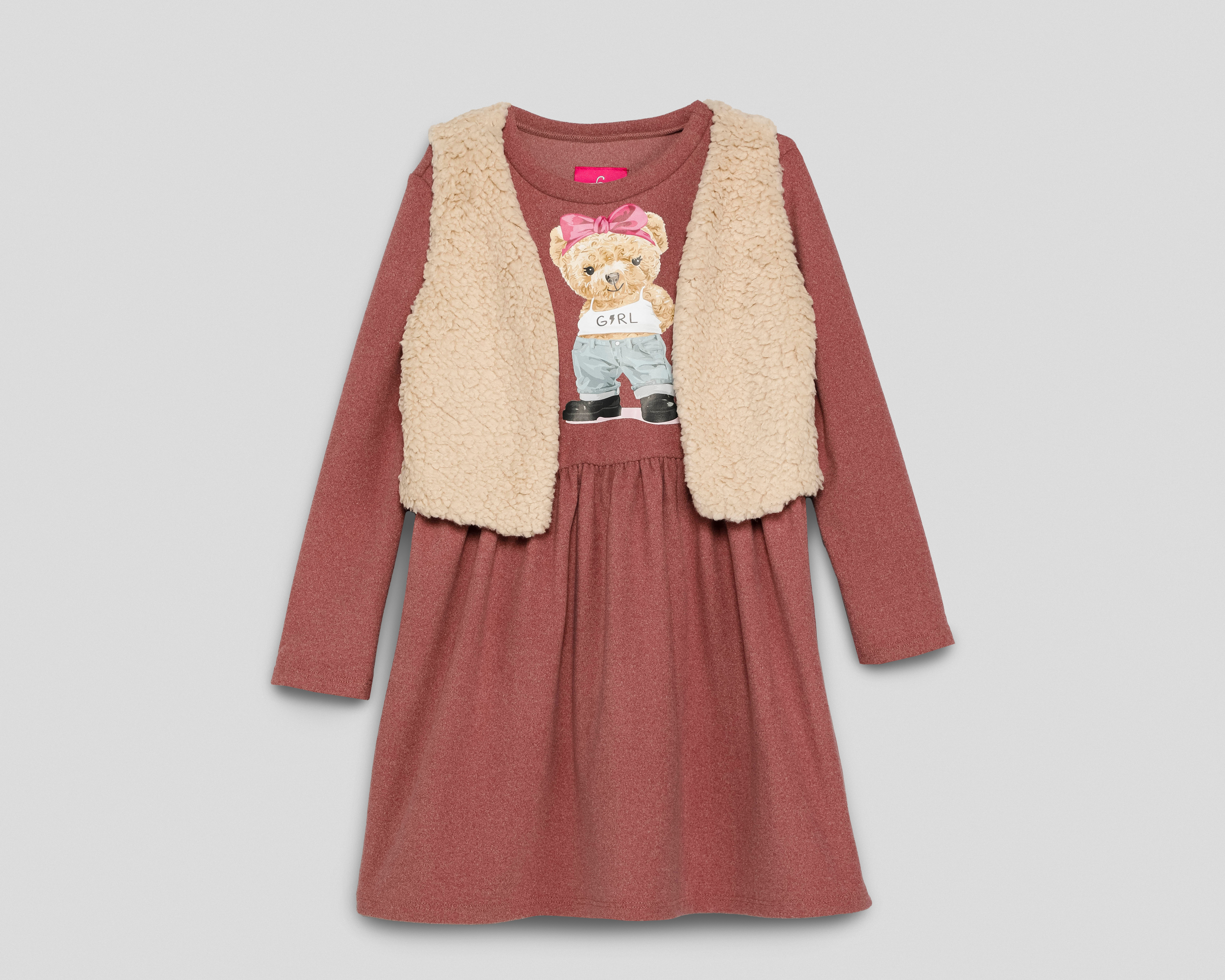 Foto 2 pulgar | Foto 1 | Vestido Café Girls Attitude para Niña