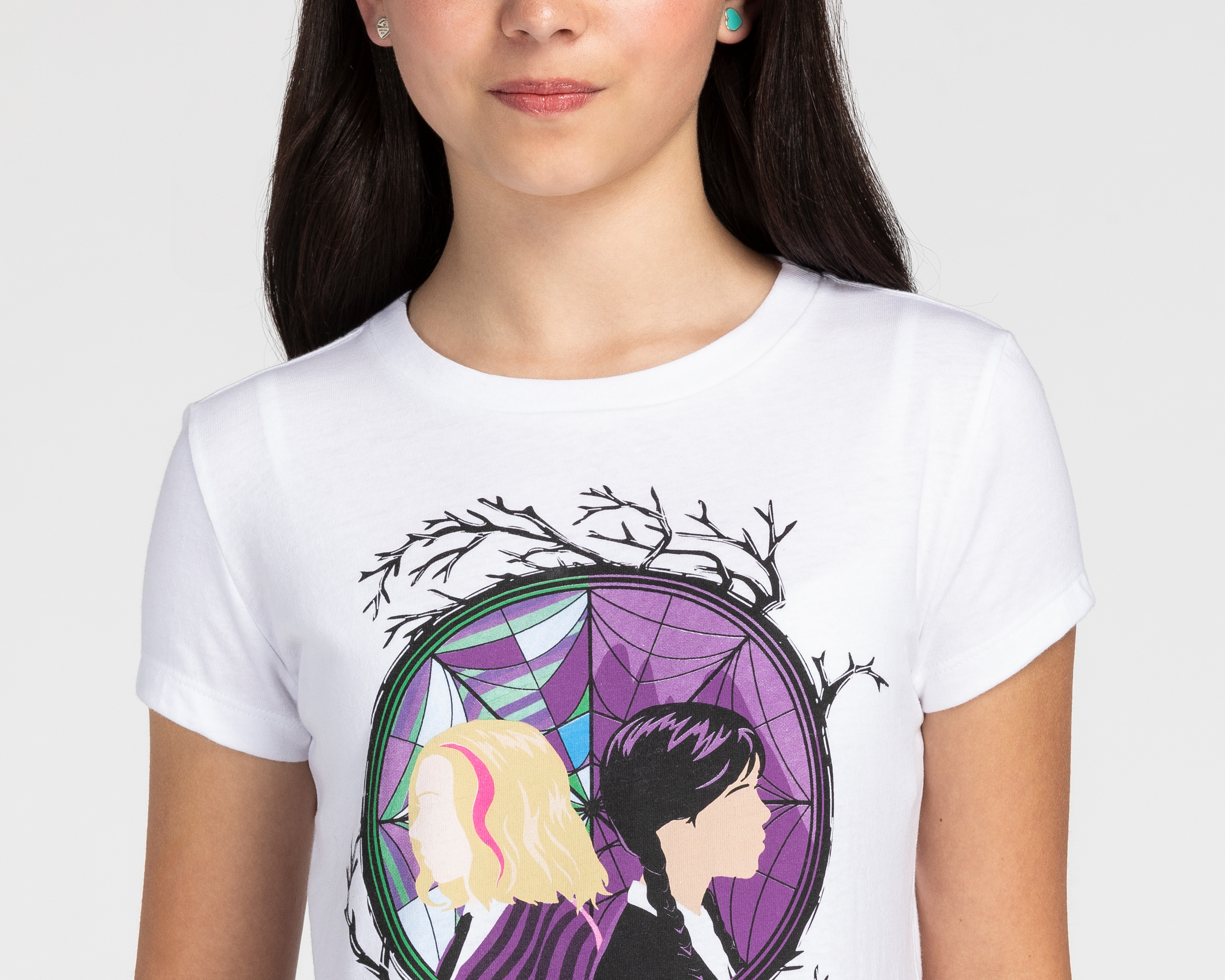 Foto 4 pulgar | Foto 3 | Playera Merlina Manga Corta Estampada para Niña