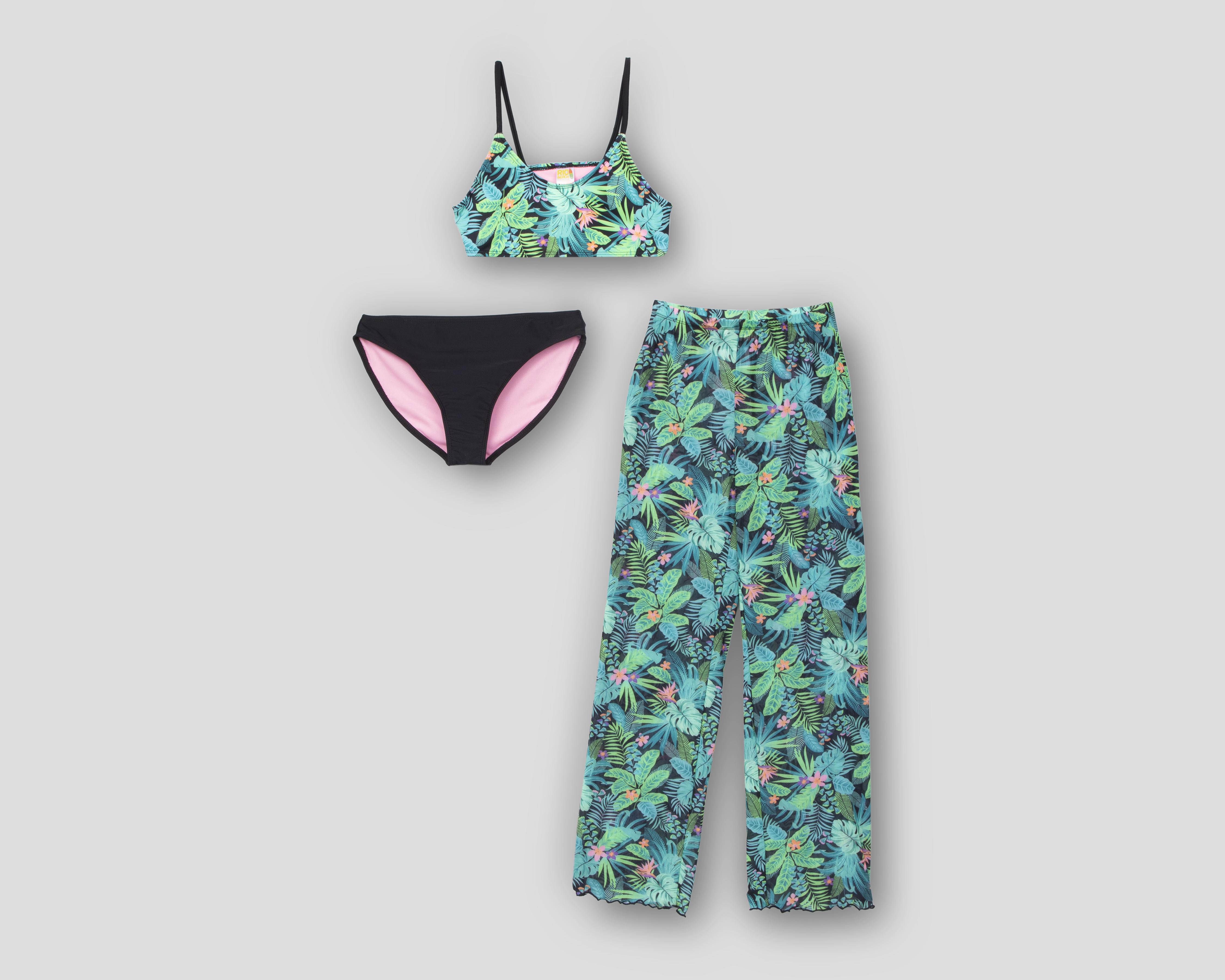 Traje de Baño Rio Beach Flores y Hojas Tropicales Juvenil 3 Piezas