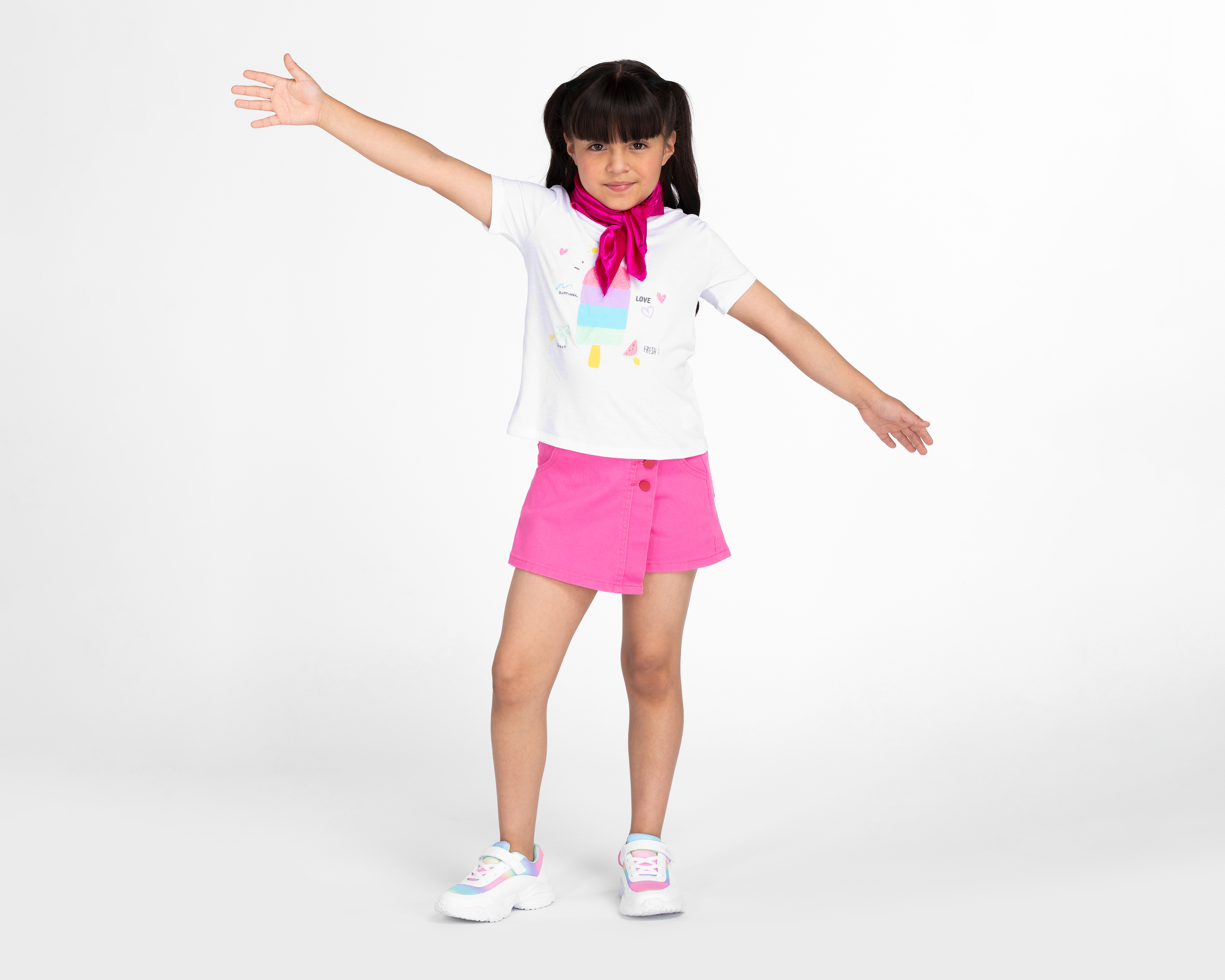 Foto 3 pulgar | Foto 2 | Short Falda Girls Attitude con Botones para Niña