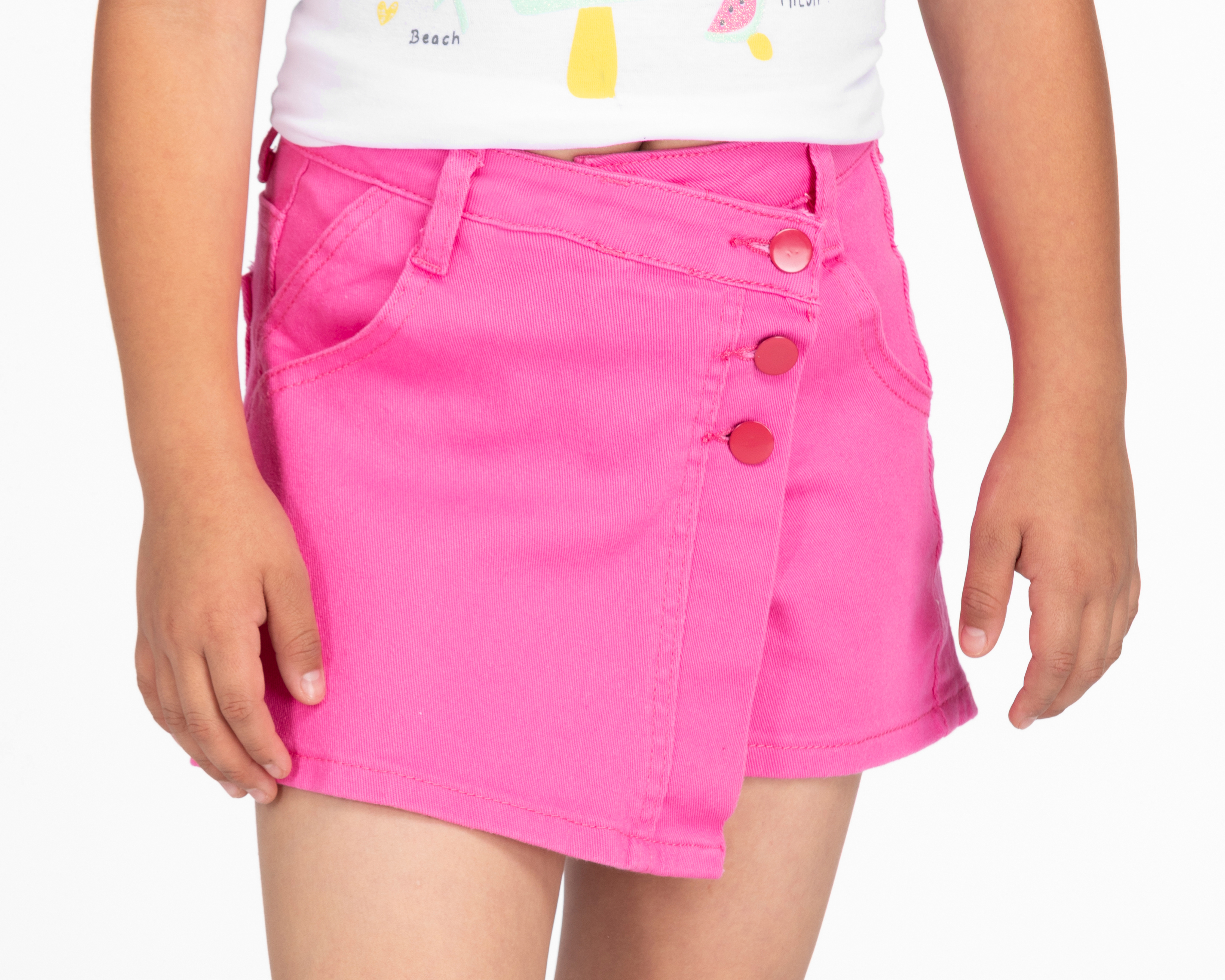 Foto 5 pulgar | Foto 4 | Short Falda Girls Attitude con Botones para Niña