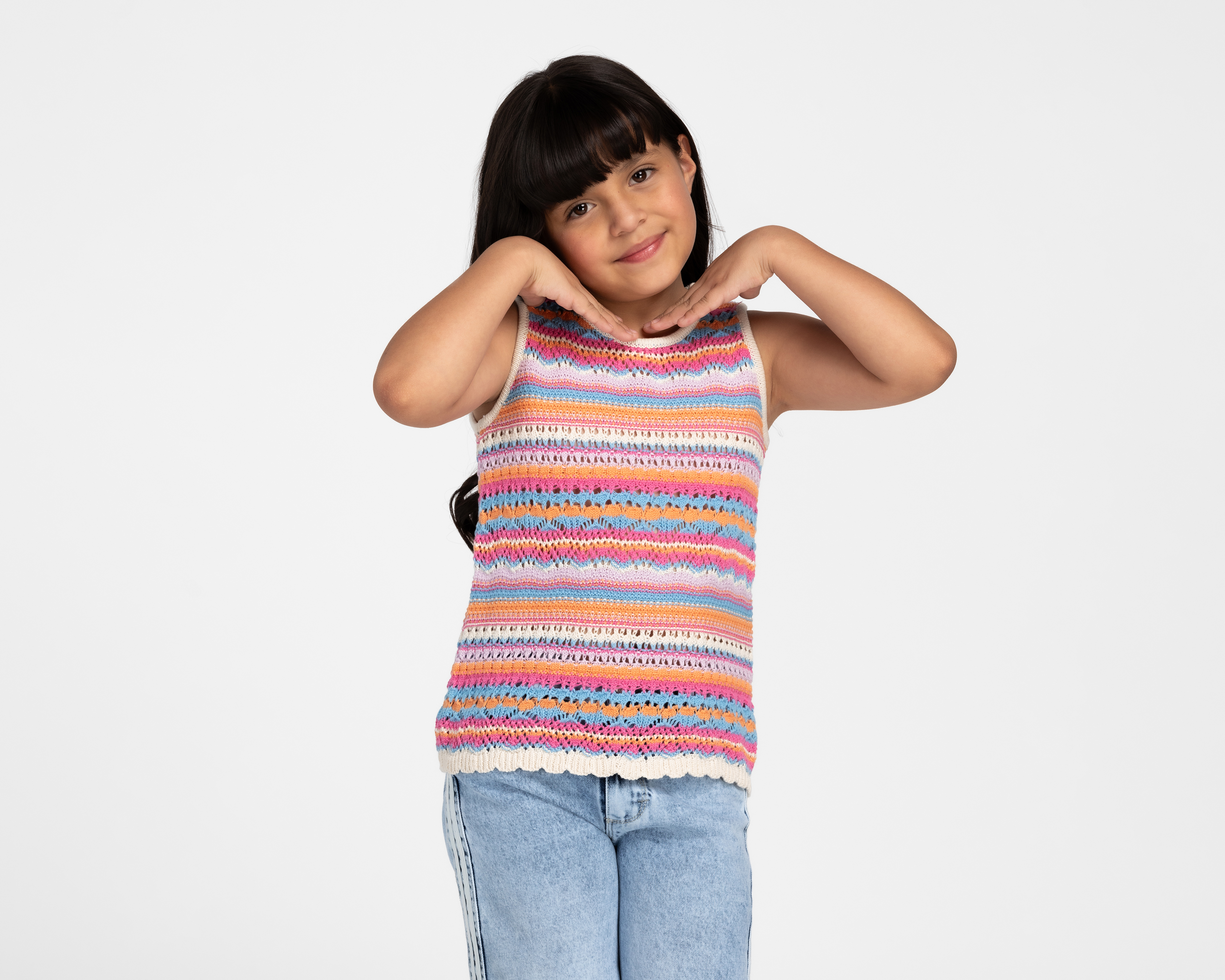 Blusa Girls Attitude sin Mangas a Rayas para Niña