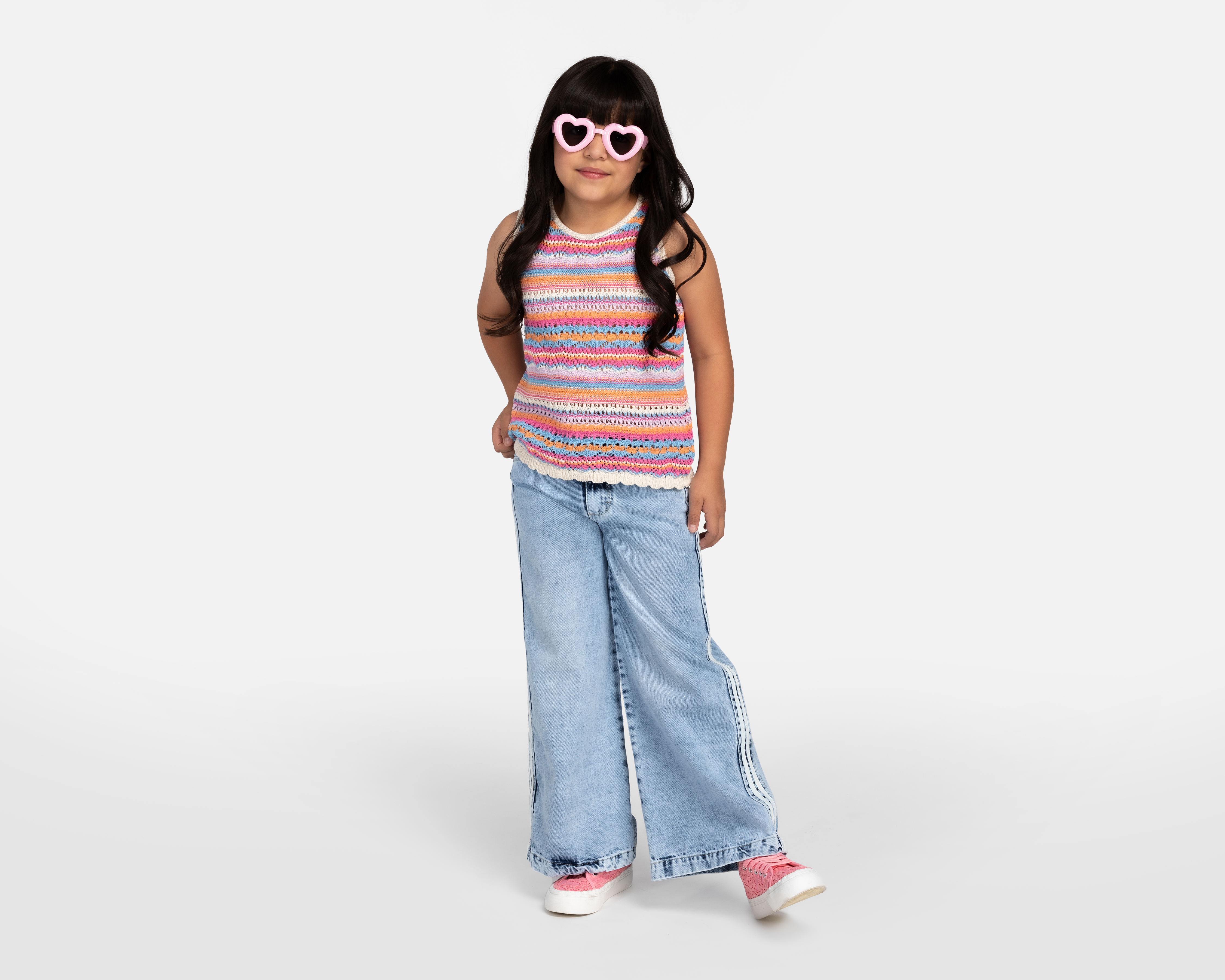 Foto 3 pulgar | Foto 2 | Blusa Girls Attitude sin Mangas a Rayas para Niña