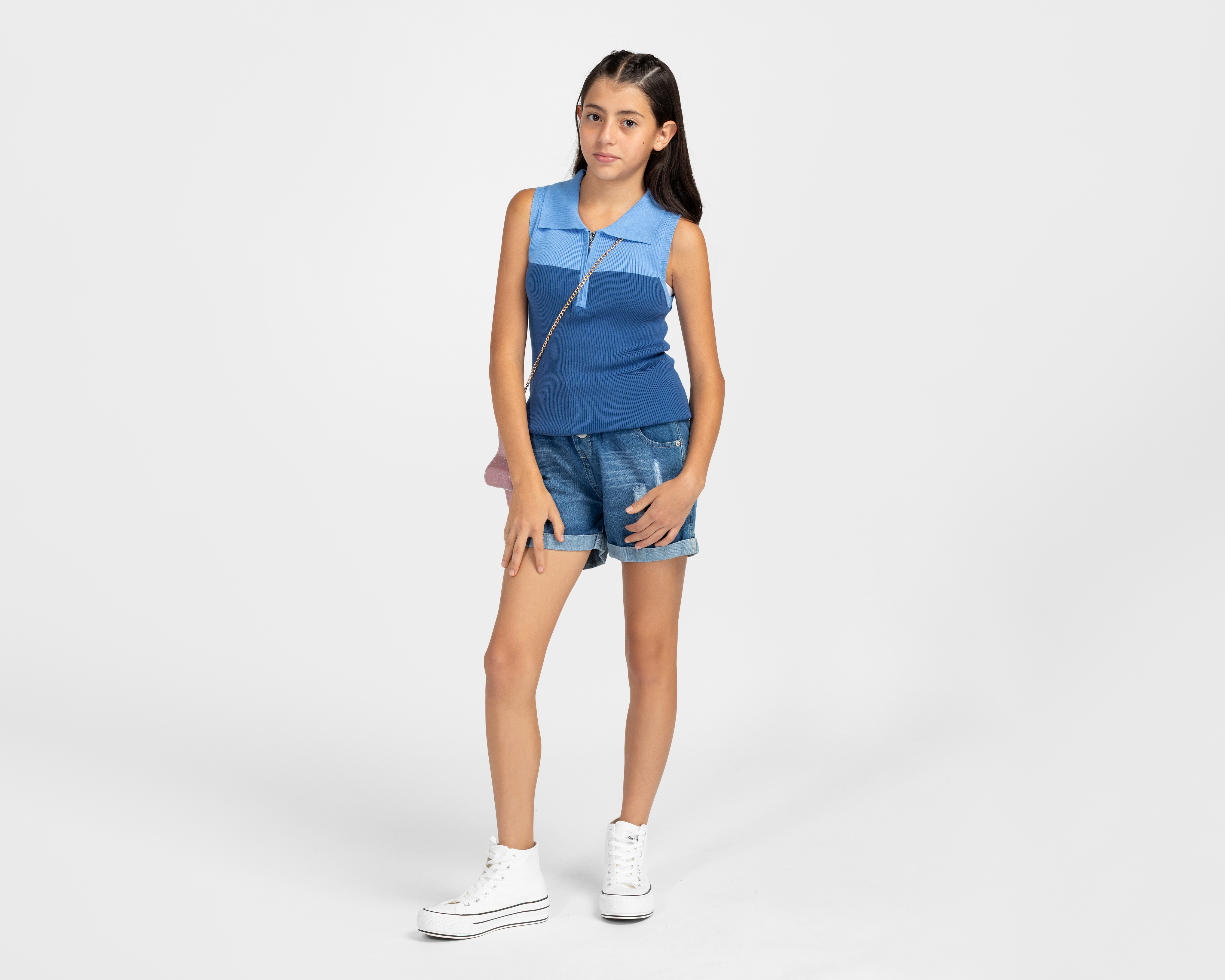 Foto 3 pulgar | Foto 2 | Playera de Cuello Polo Azul Refill para Niña