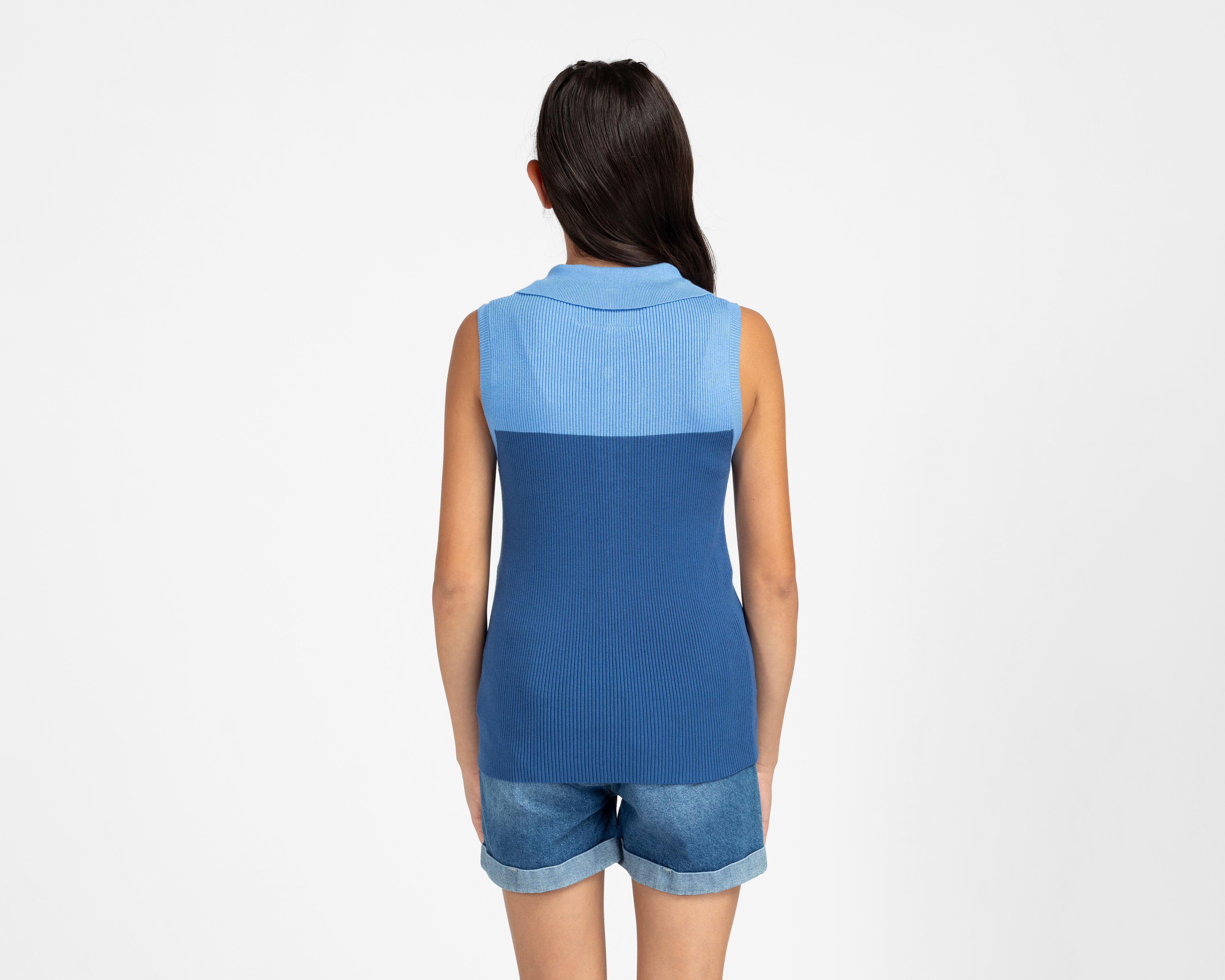 Foto 4 pulgar | Foto 3 | Playera de Cuello Polo Azul Refill para Niña