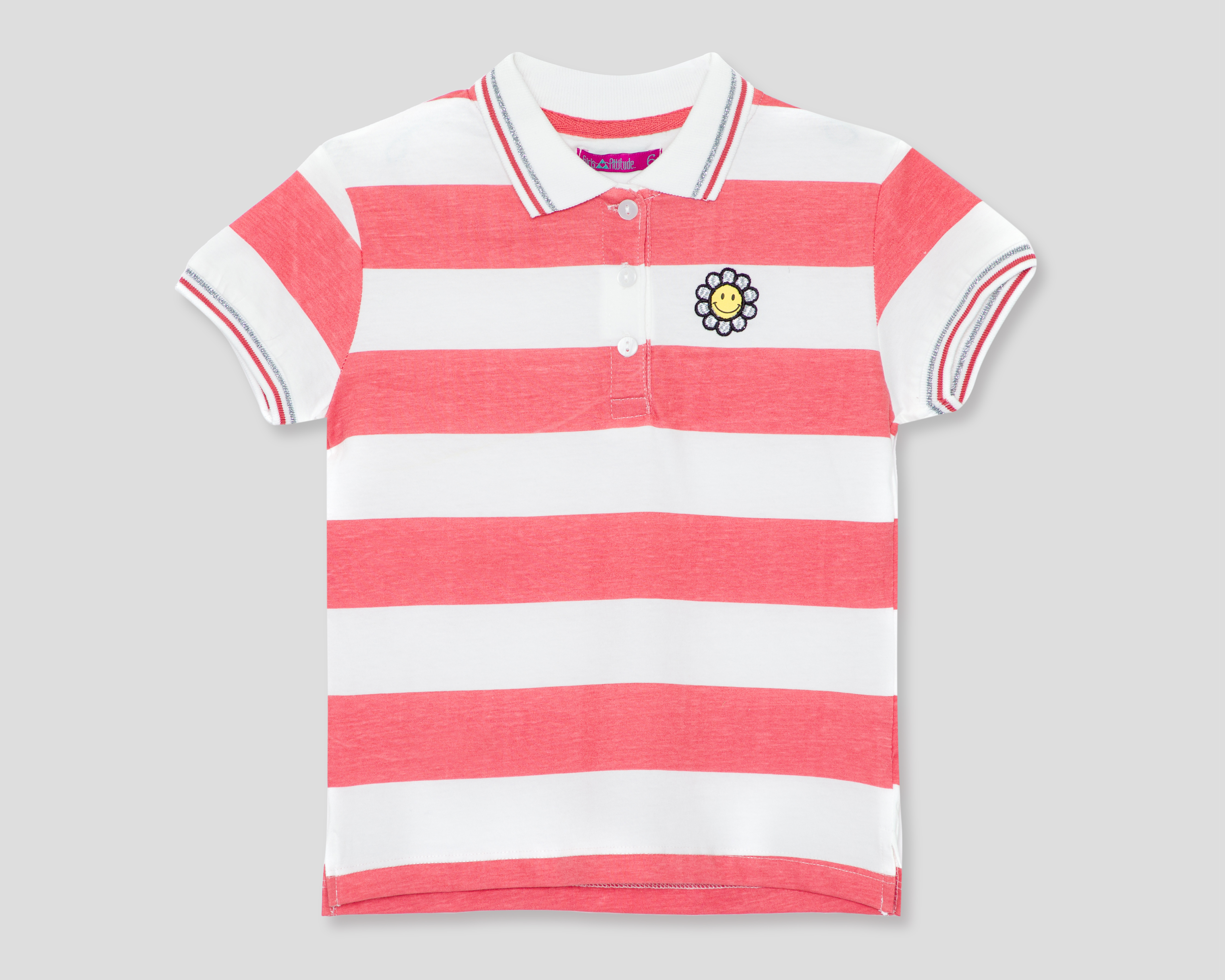 Foto 1 | Foto 1 | Playera Girls Attitude Manga Corta a Rayas para Niña