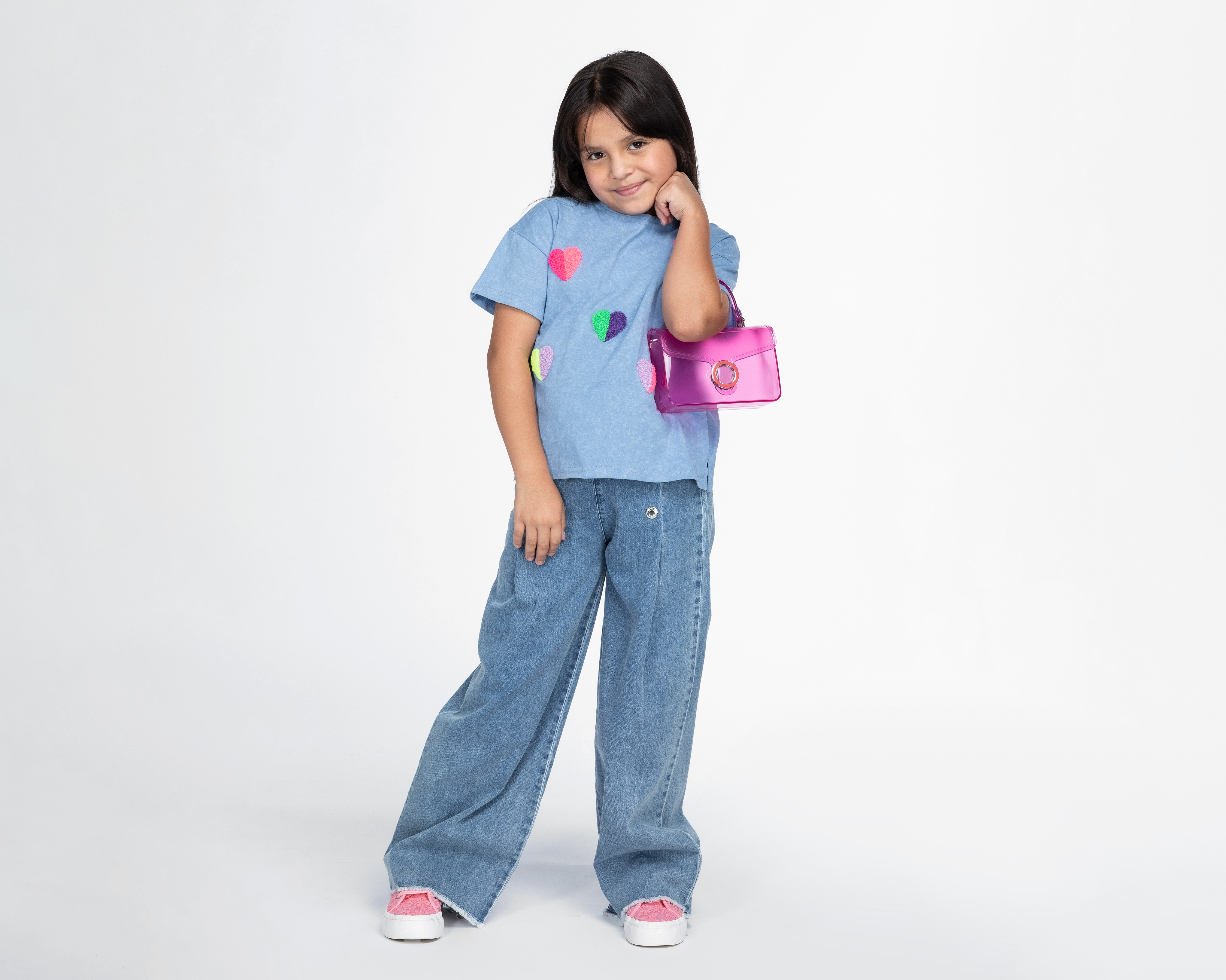 Foto 3 pulgar | Foto 2 | Playera de Cuello Redondo Azul Girls Attitude para Niña