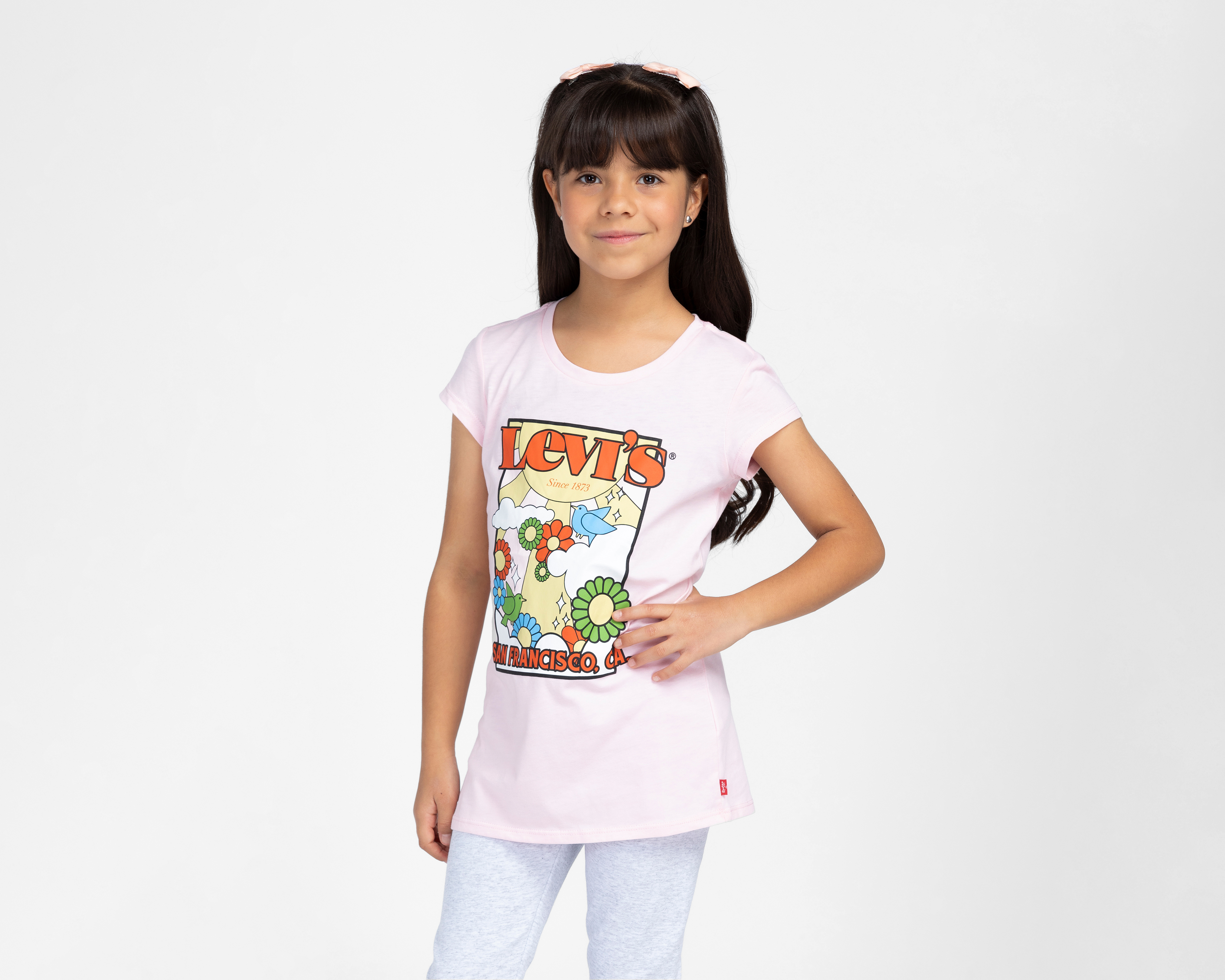 Foto 1 | Foto 1 | Playera de Cuello Redondo Rosa Levi's para Niña