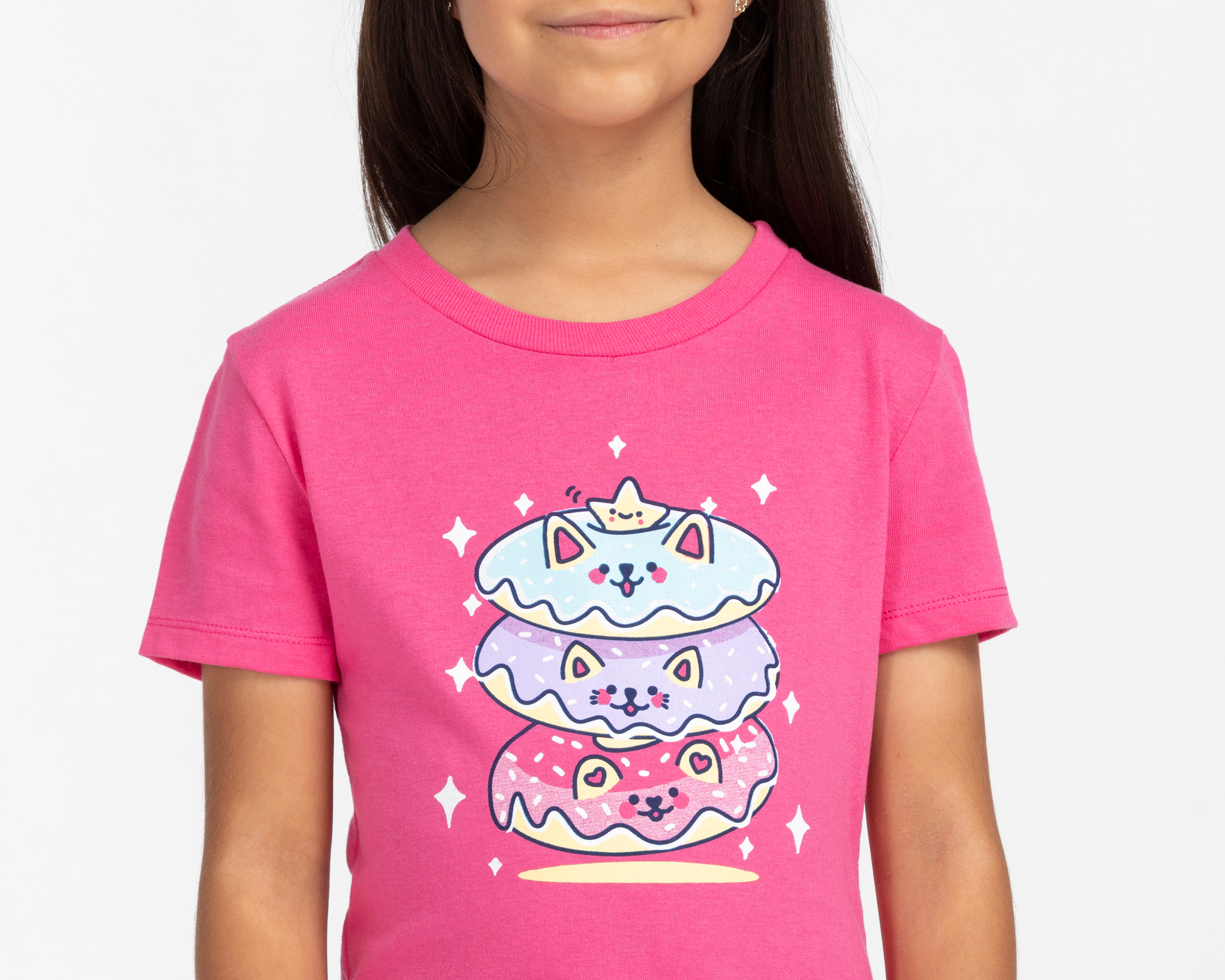 Foto 5 pulgar | Foto 4 | Playera de Cuello Redondo Rosa Action Gear para Niña