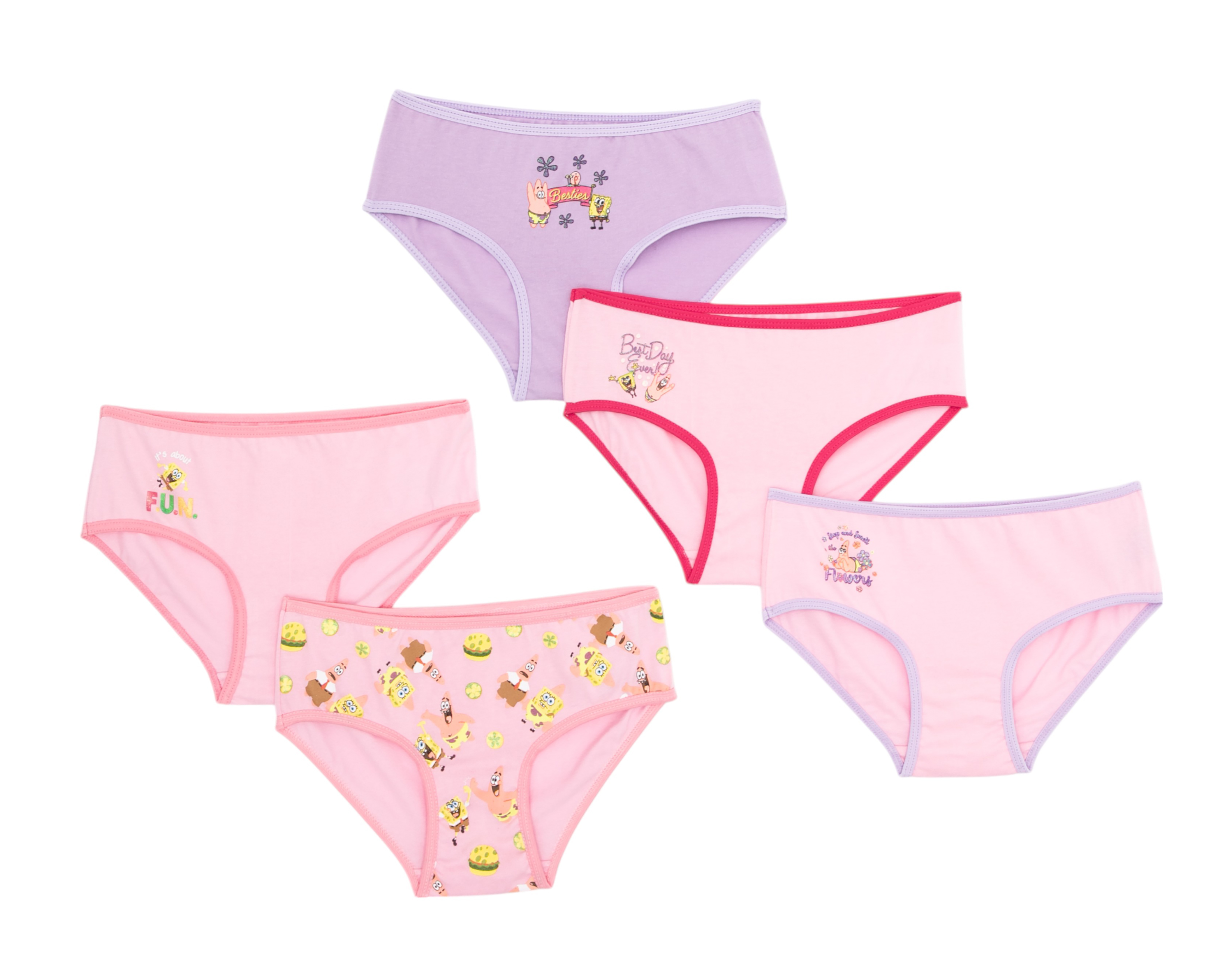 Pantaleta Bob Esponja para Niña 5 Piezas