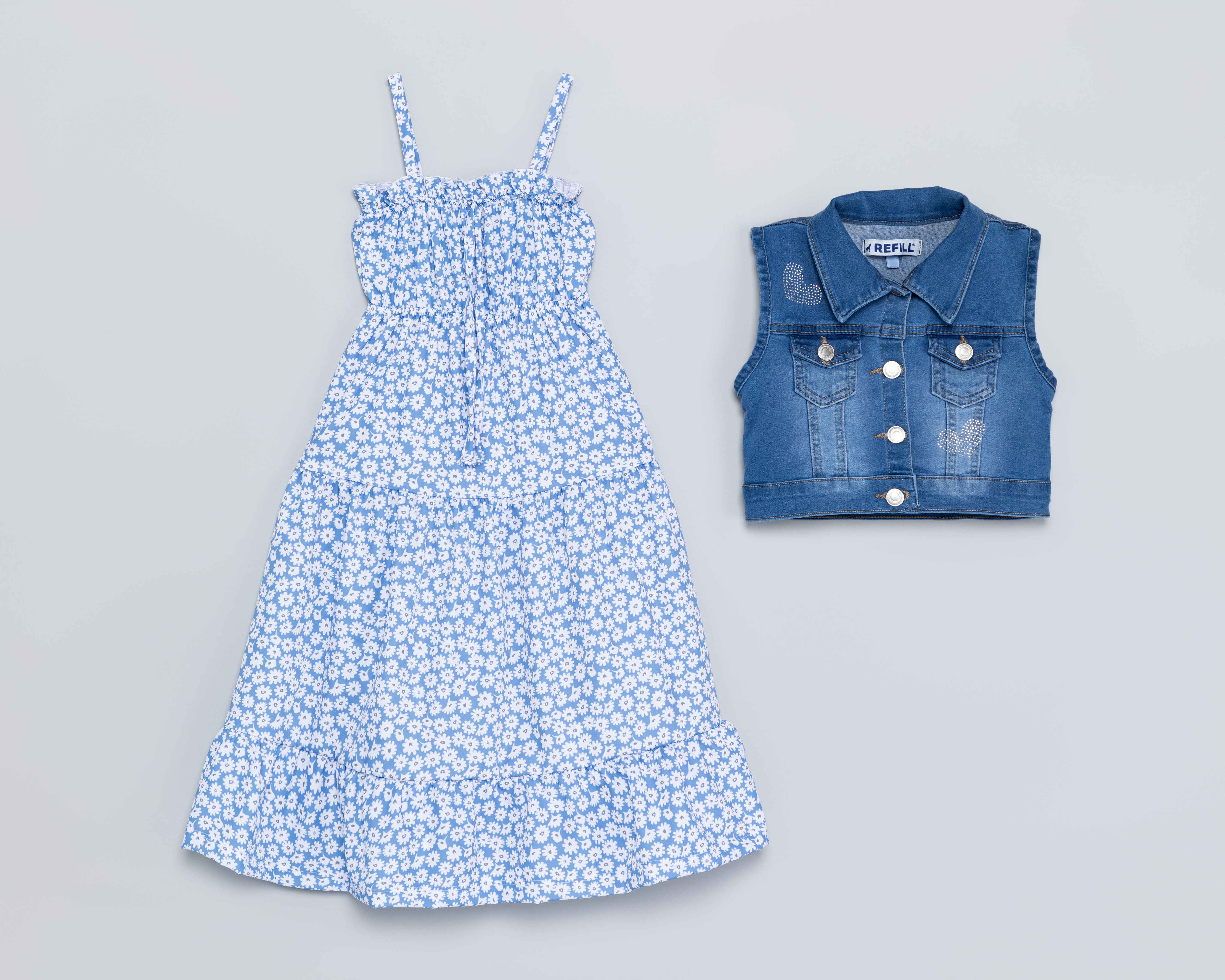 Vestido Azul Refill para Niña con Chaleco