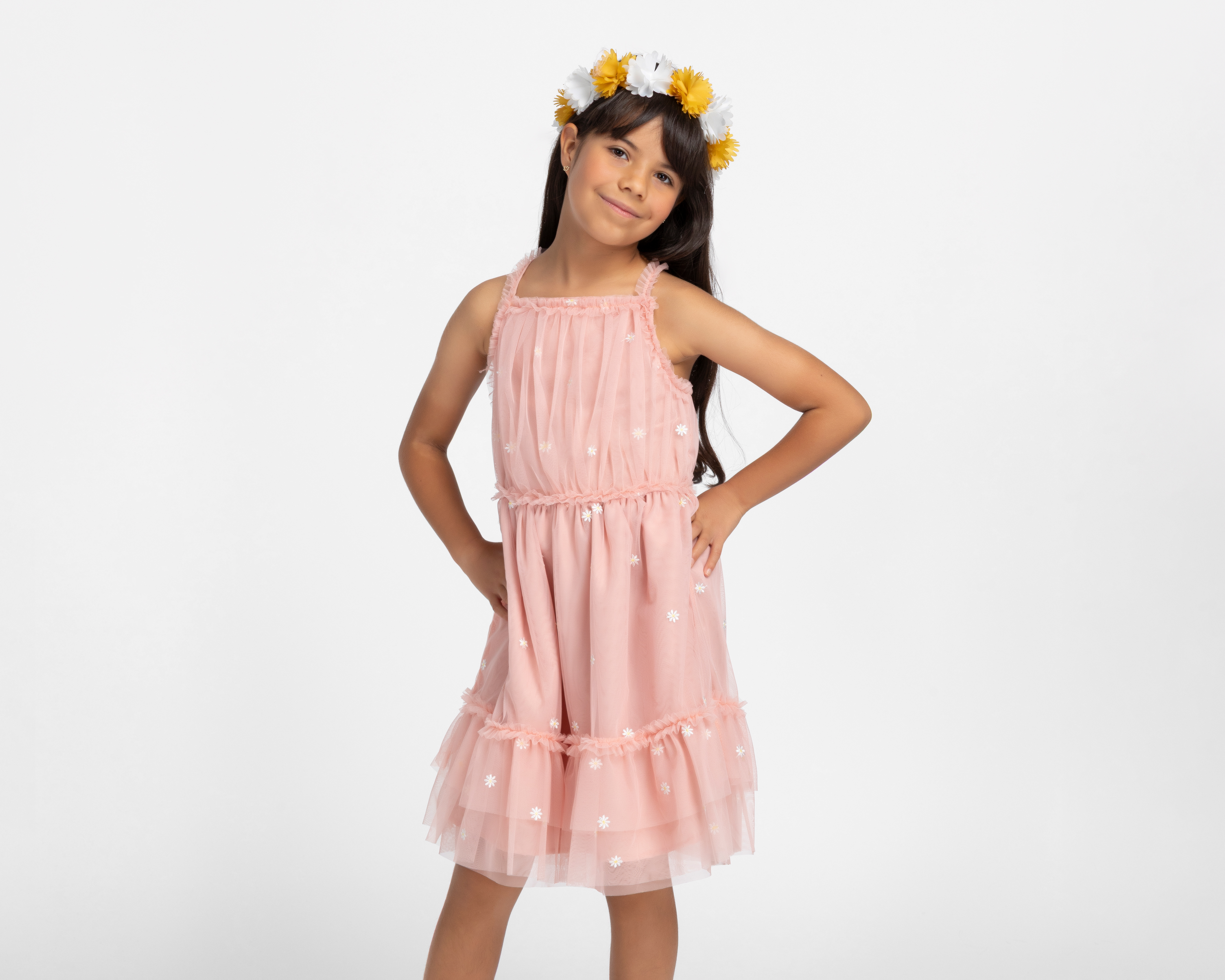 Vestido Rosa Refill para Niña con Tiara
