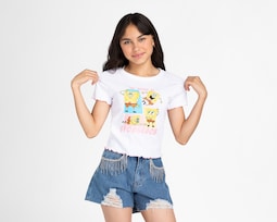 Playera Bob Esponja Manga Corta Estampada Juvenil