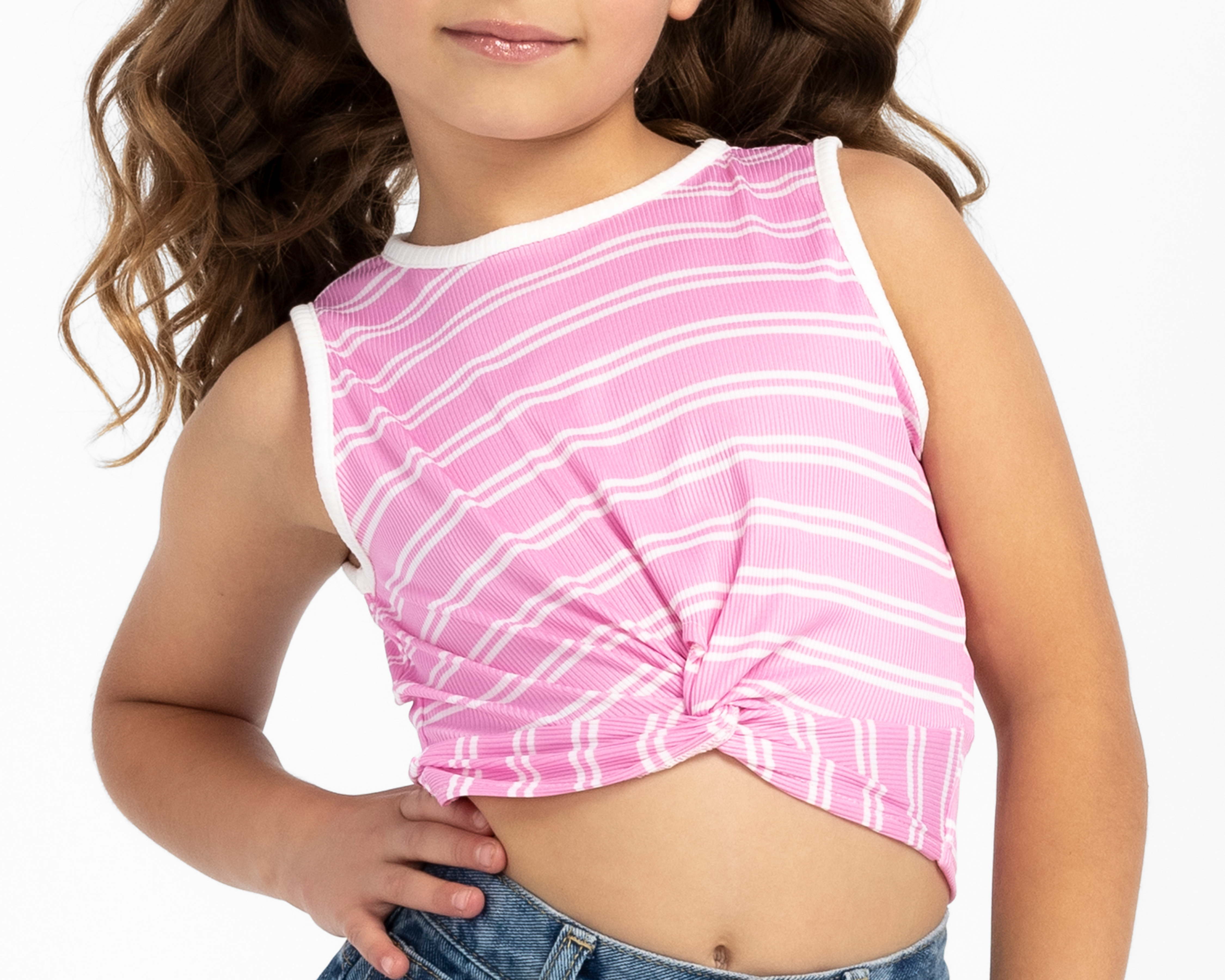 Foto 5 pulgar | Foto 4 | Playera Girls Attitude sin Mangas a Rayas para Niña