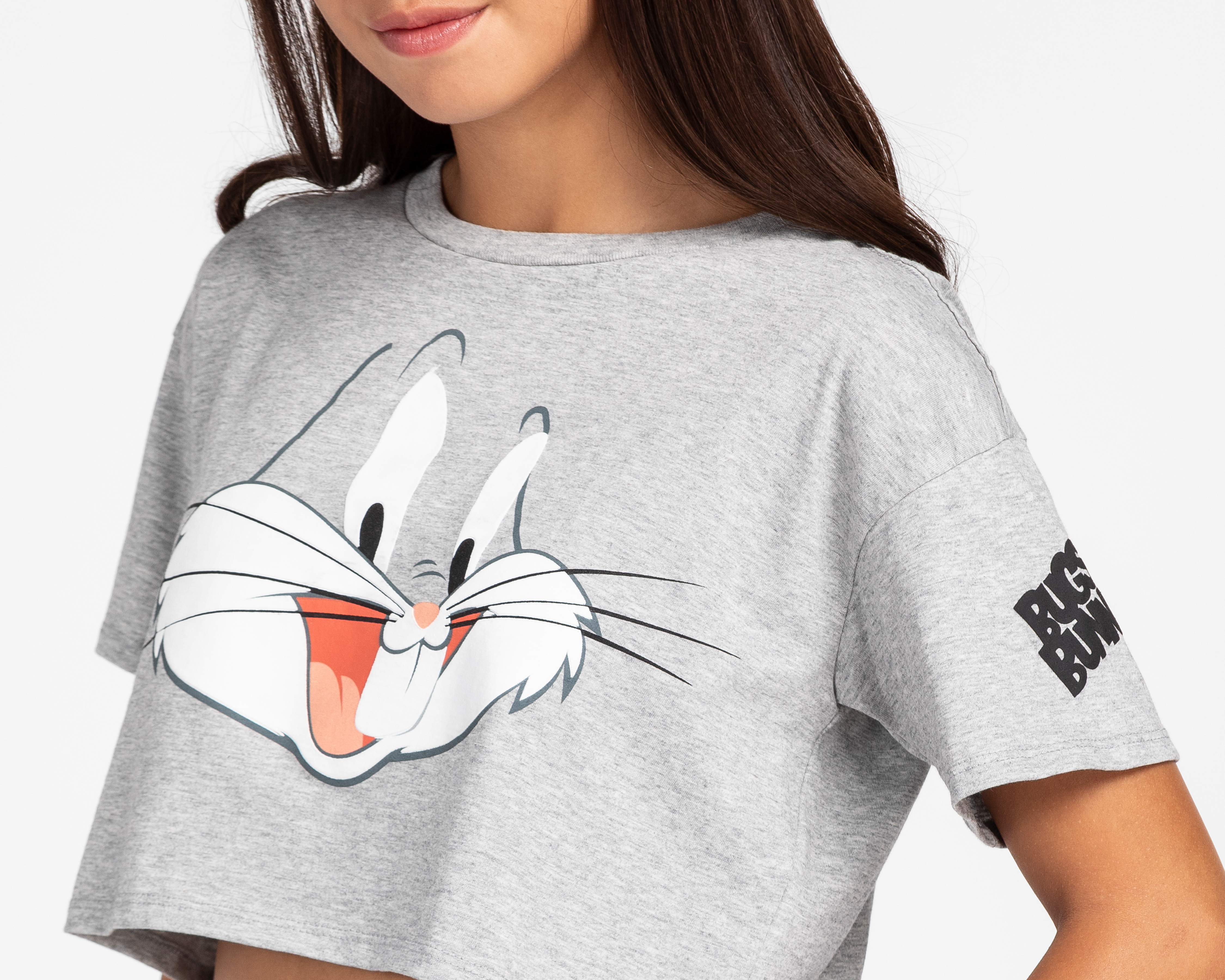 Foto 4 pulgar | Foto 3 | Playera de Cuello Redondo Gris Looney Tunes para Niña