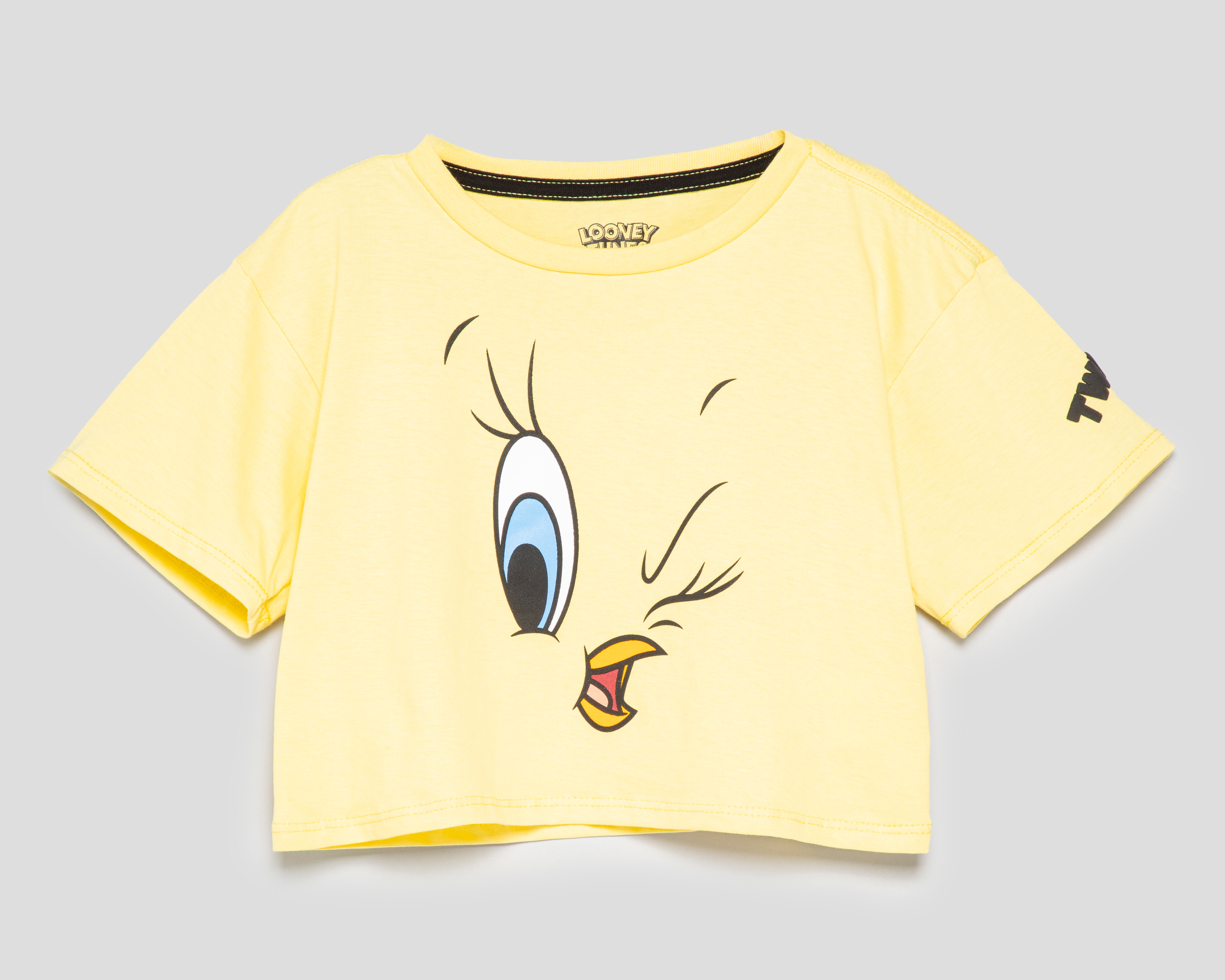 Playera de Cuello Redondo Amarillo Looney Tunes para Niña