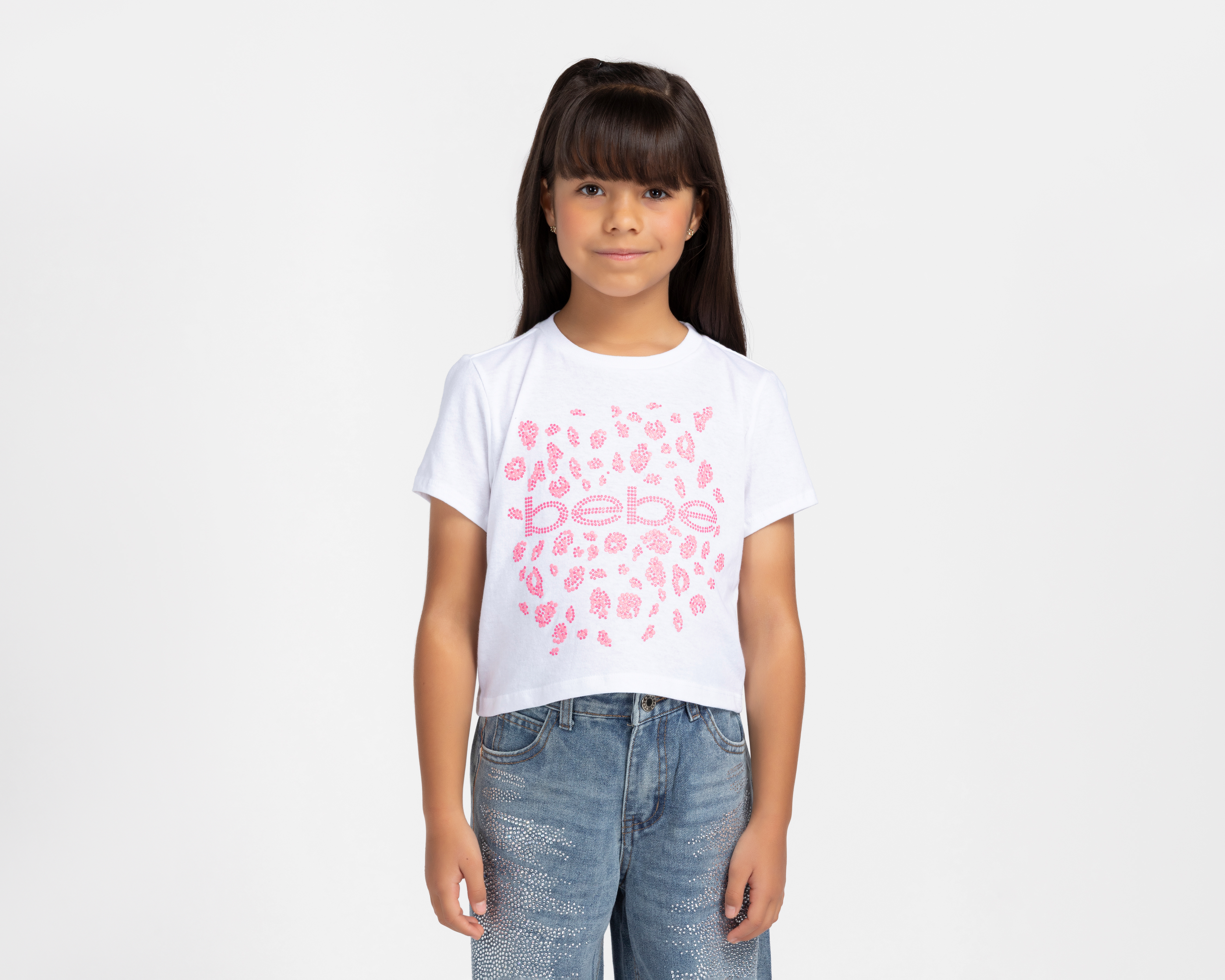 Playera de Cuello Redondo Blanca Bebe para Niña