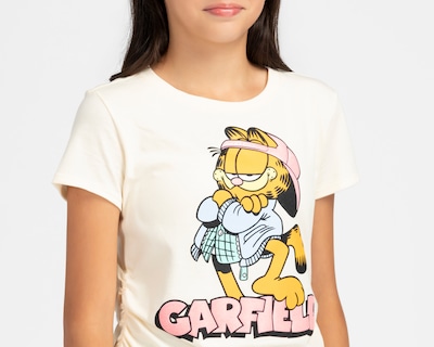 Foto 4 | Foto 4 | Playera de Cuello Redondo Crema Garfield para Niña