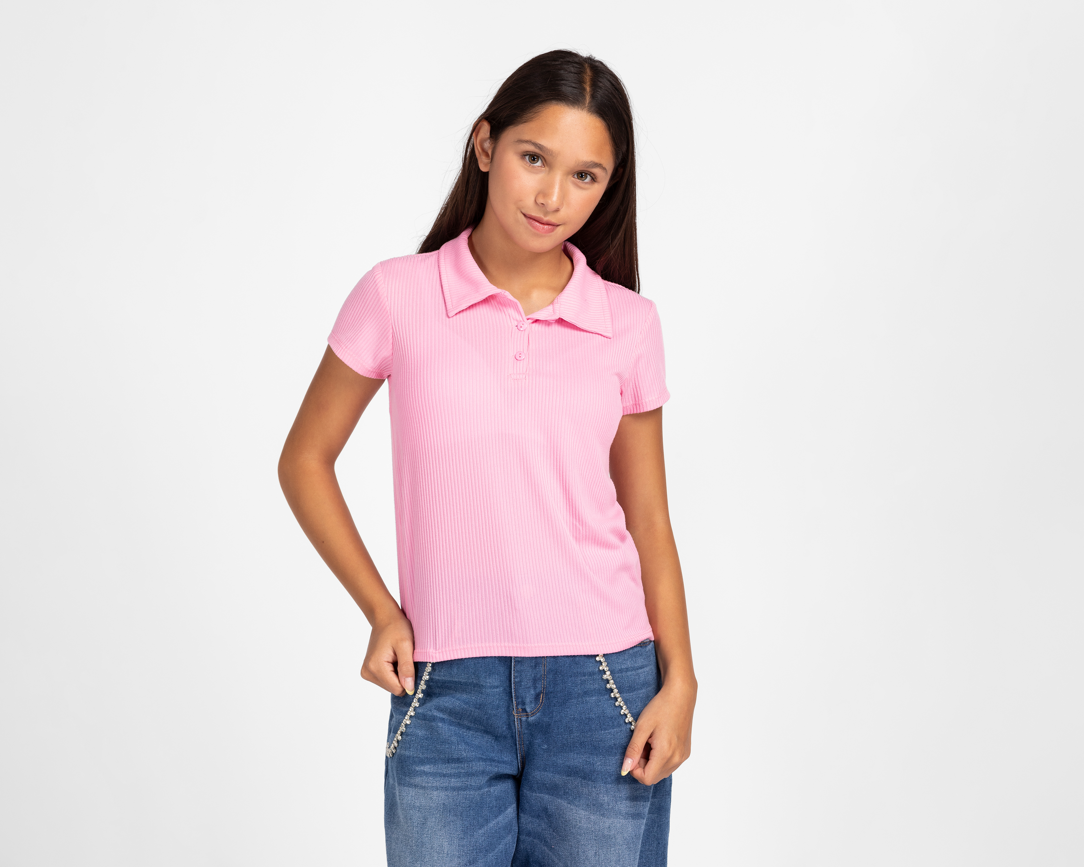 Playera Girls Attitude Manga Corta Rosa para Niña
