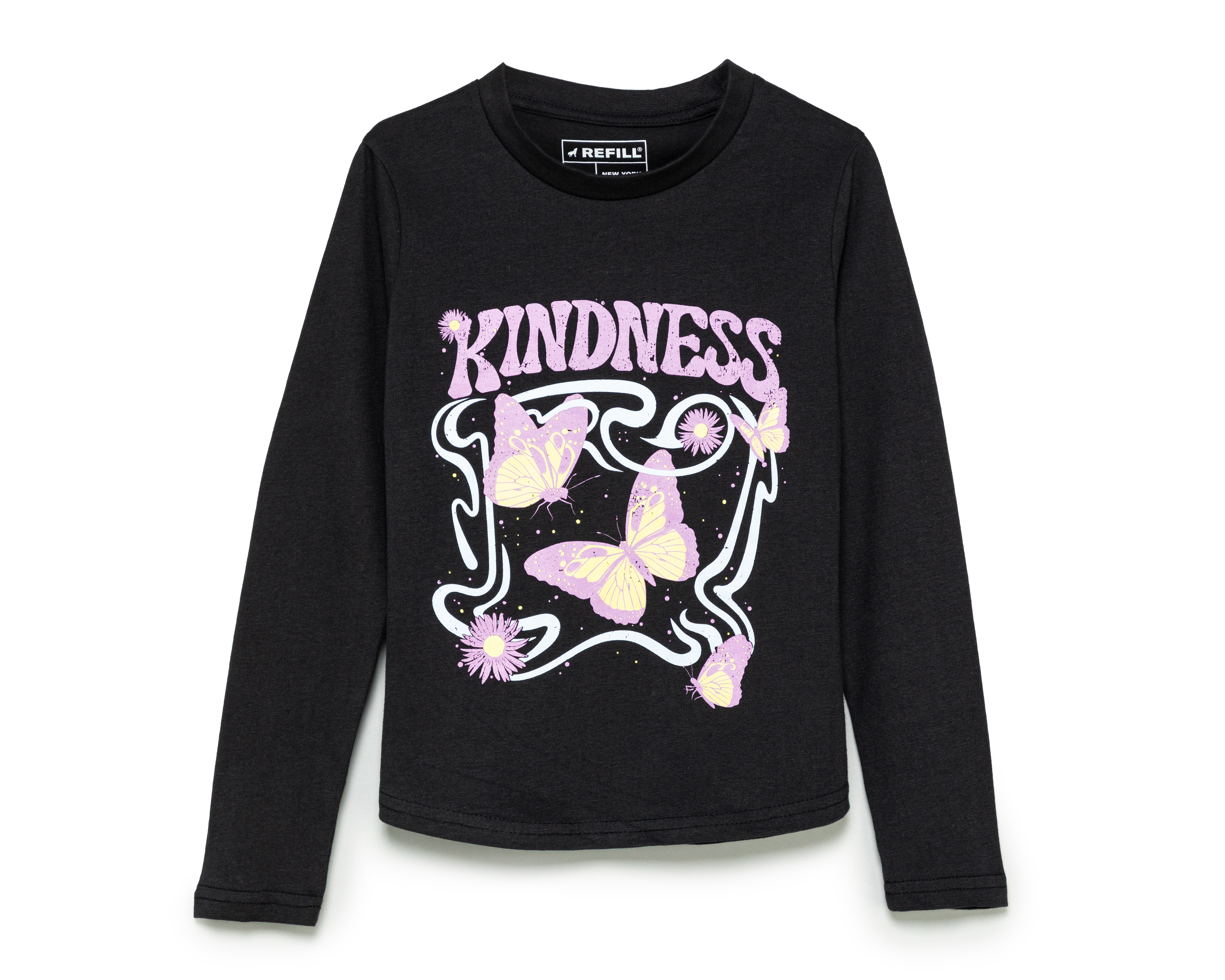 Playera Manga Larga Negra Refill Juvenil