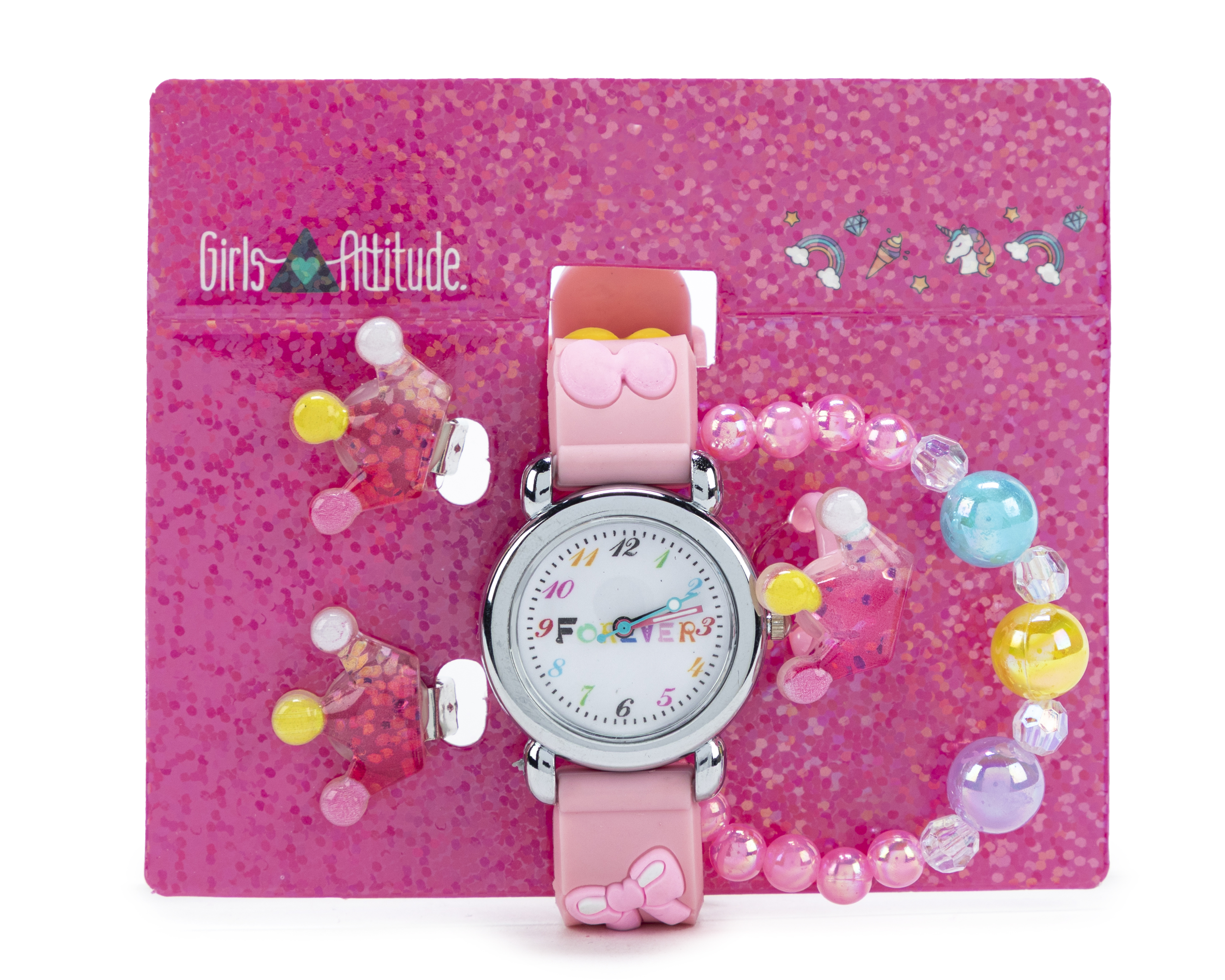Foto 5 pulgar | Foto 4 | Reloj Girls Attitude para Niña Rosa con Accesorios