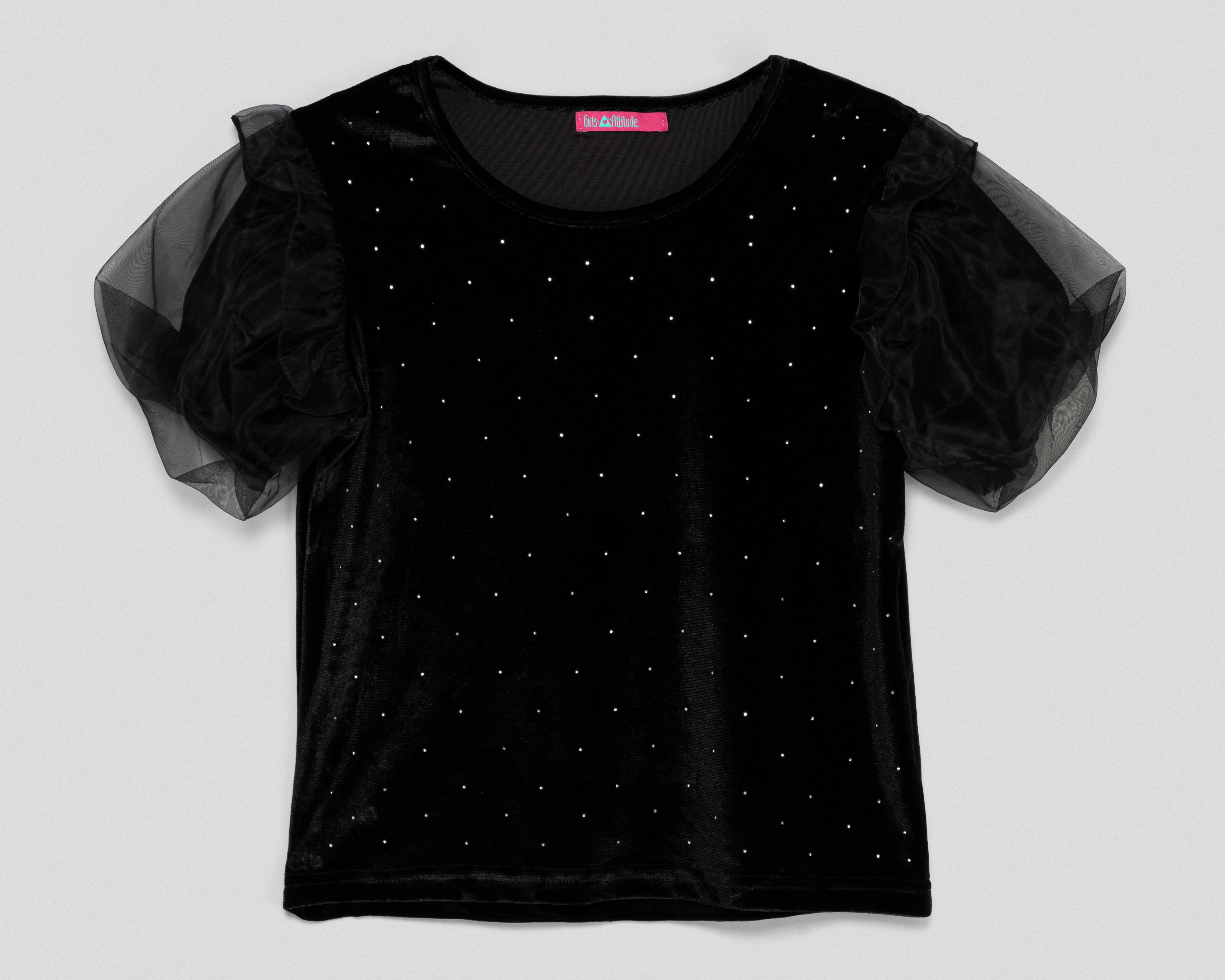 Blusa de Cuello Redondo Negra Girls Attitude para Niña