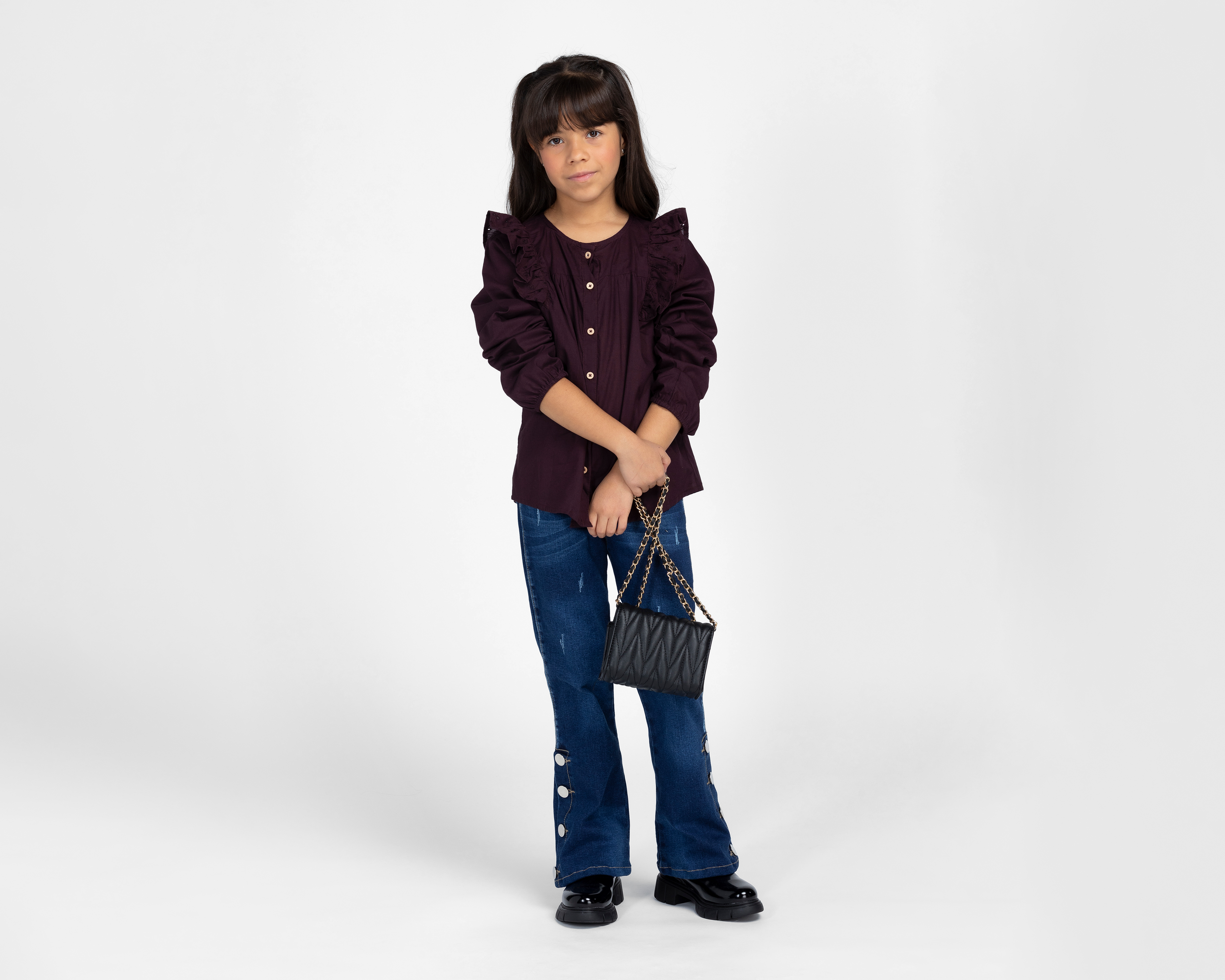 Foto 3 pulgar | Foto 2 | Blusa de Cuello Redondo Café Refill para Niña