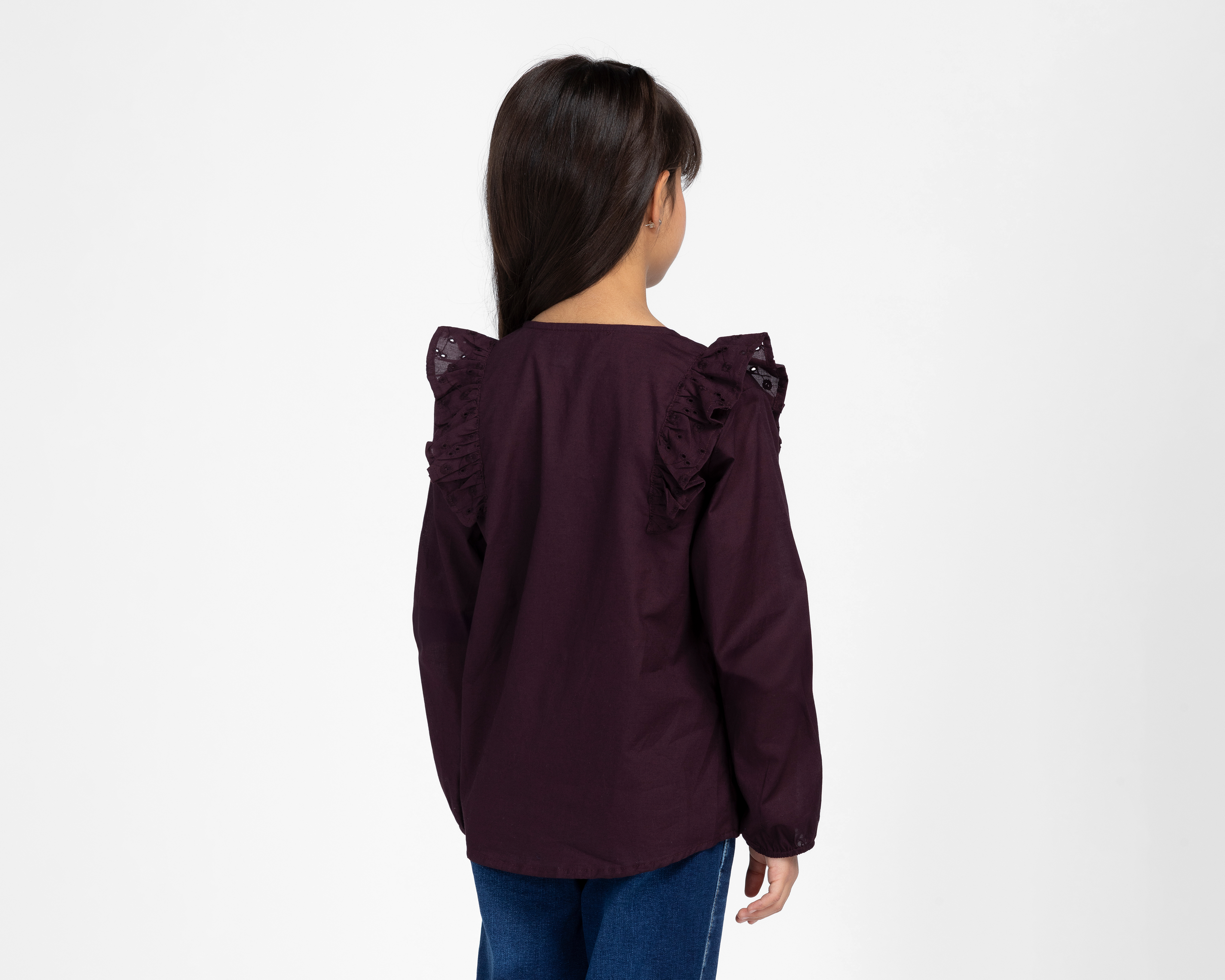 Foto 4 pulgar | Foto 3 | Blusa de Cuello Redondo Café Refill para Niña