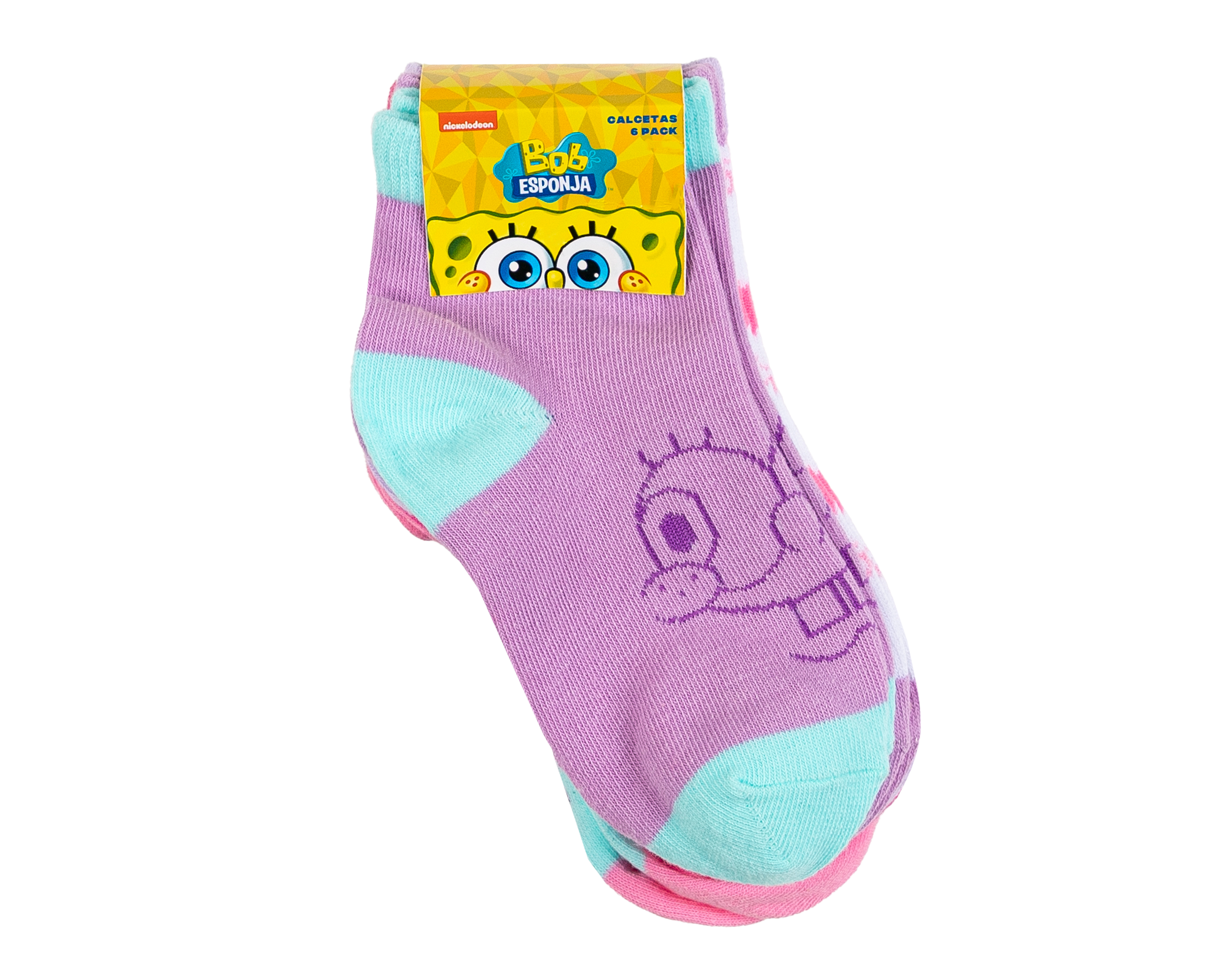 Foto 4 pulgar | Foto 3 | Calcetas Cortas Bob Esponja para Niña 6 Pares