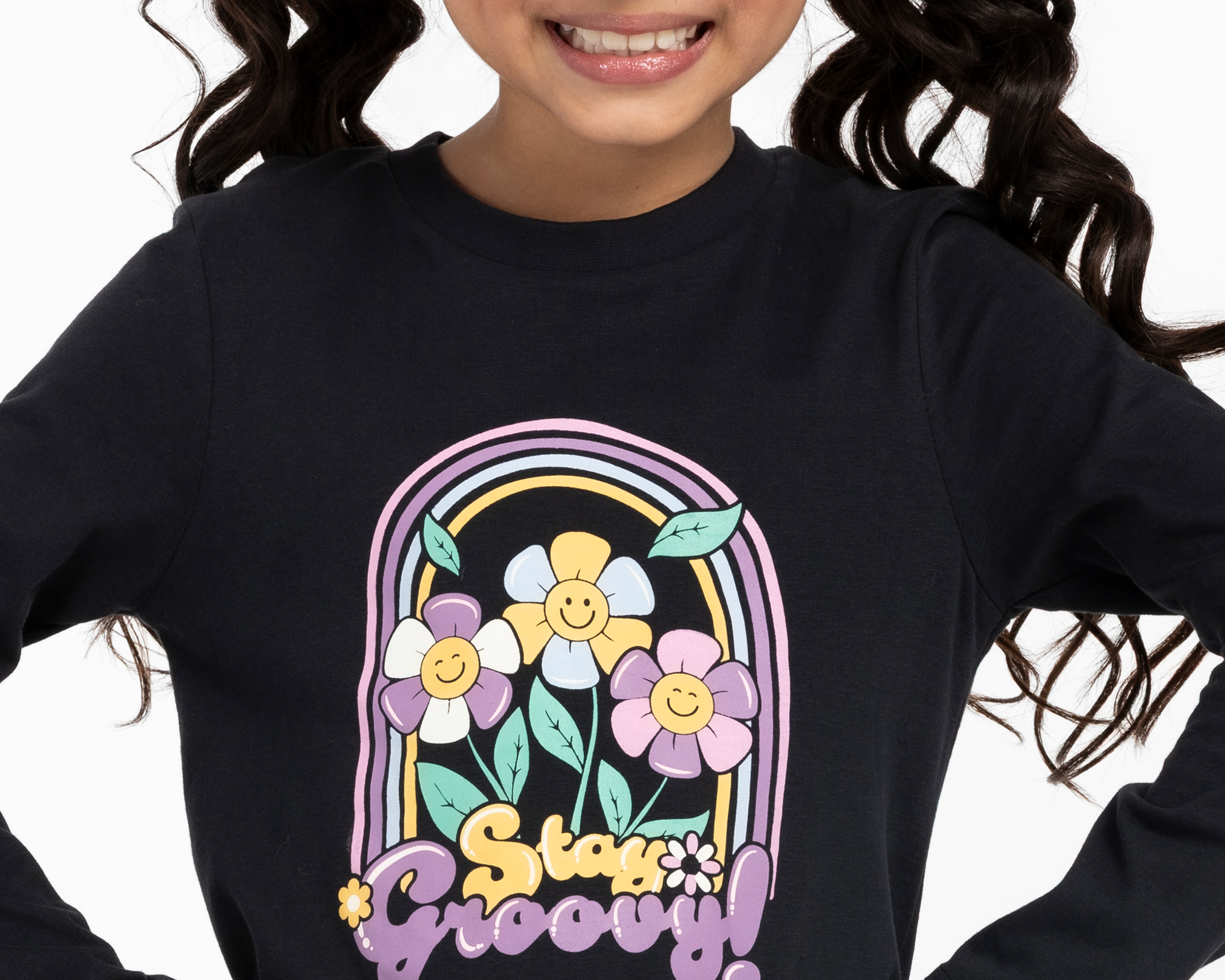 Foto 4 | Foto 4 | Playera Manga Larga Negra Girls Attitude para Niña