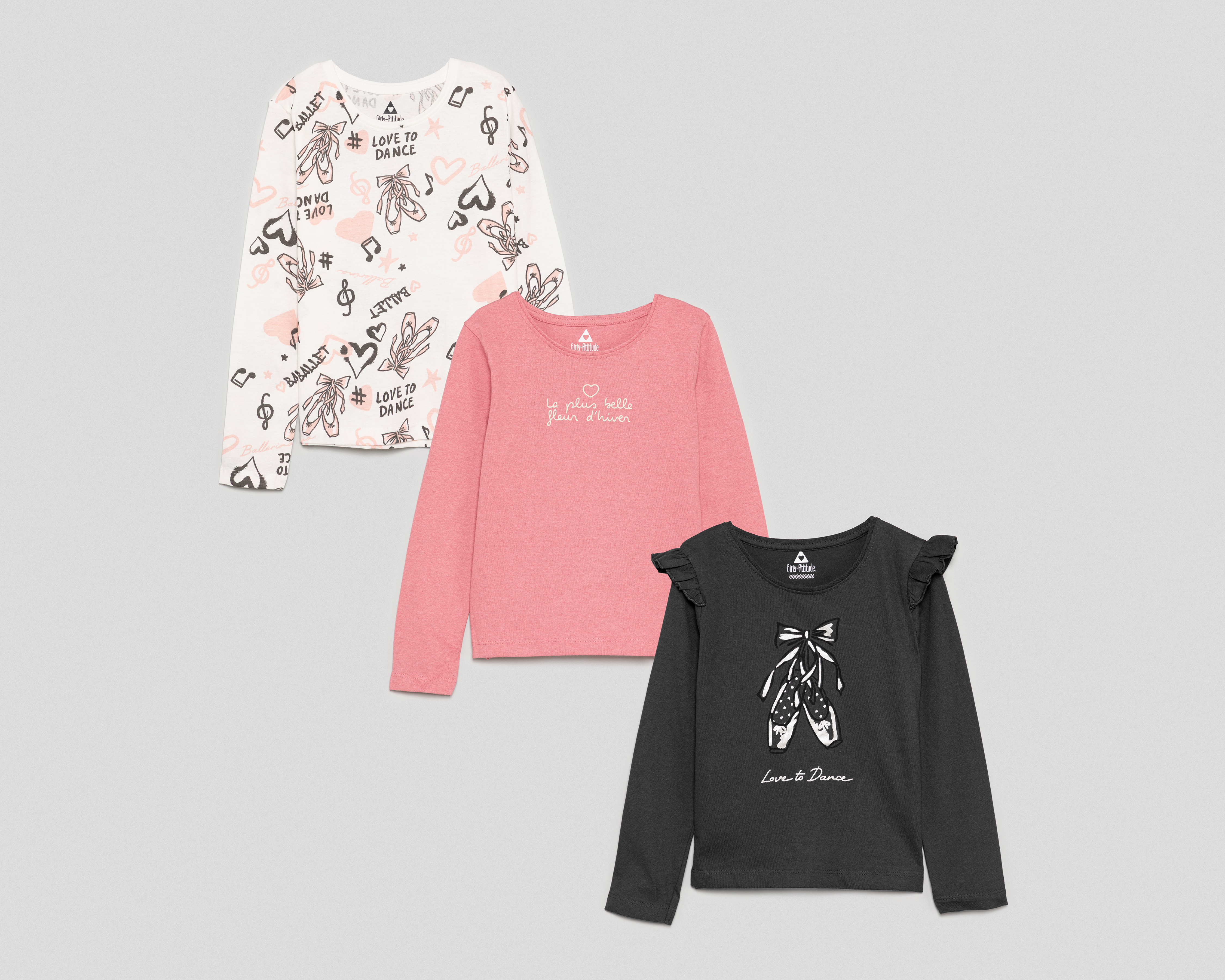 Playera Girls Attitude para Niña 3 Piezas