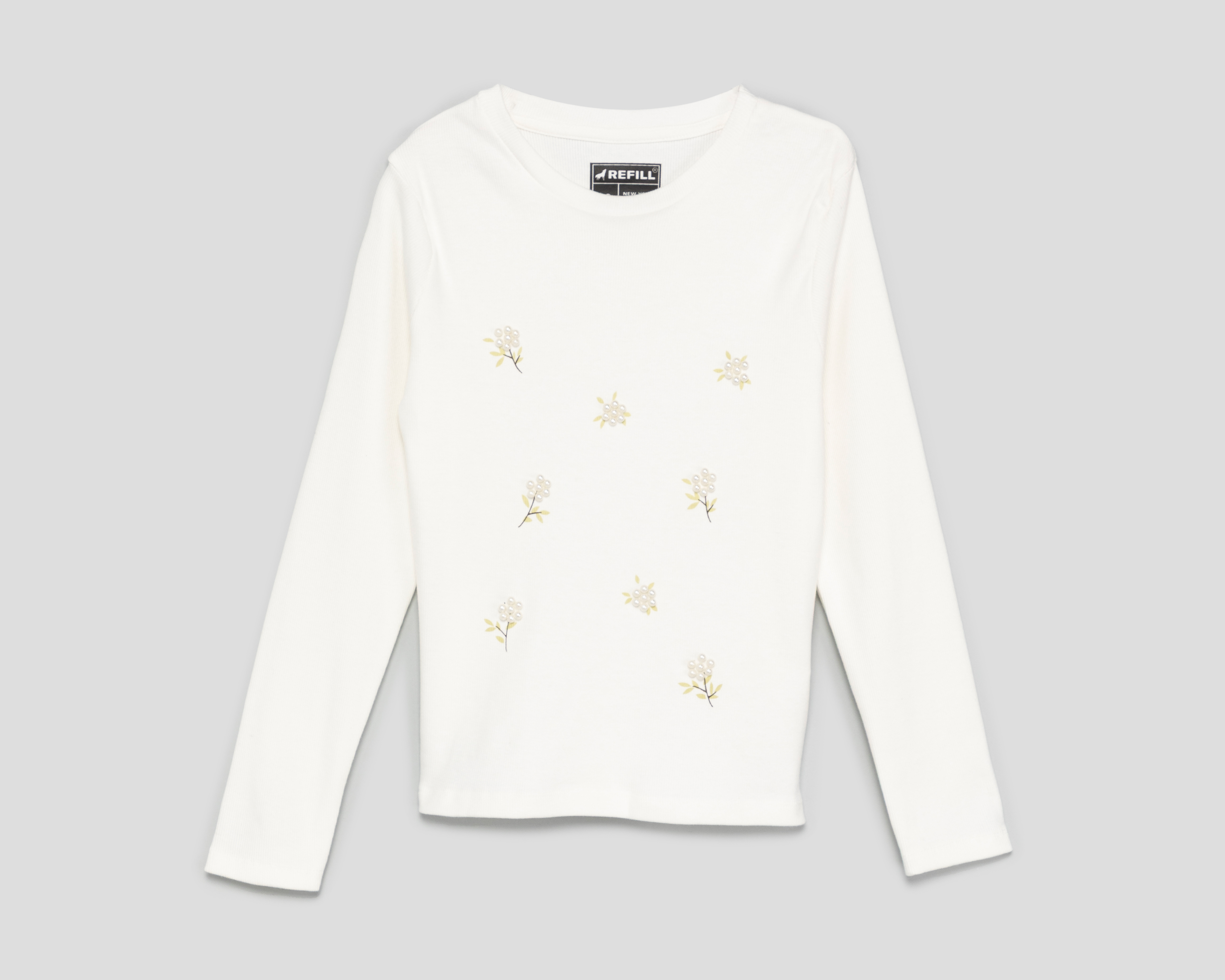 Playera de Manga Larga Blanca Refill para Niña