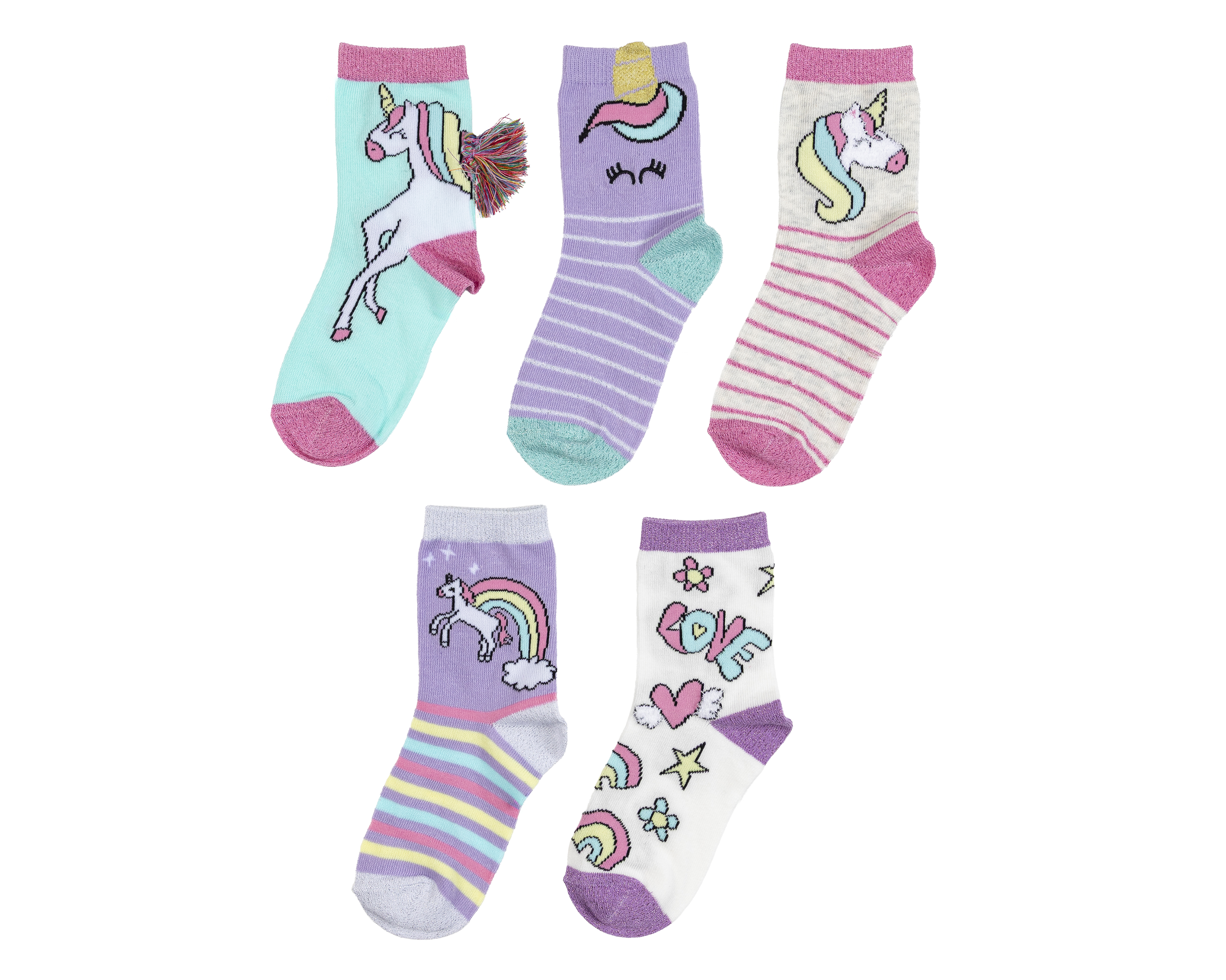 Foto 2 pulgar | Foto 1 | Calcetas Cortas Girls Attitude para Niña 5 Pares