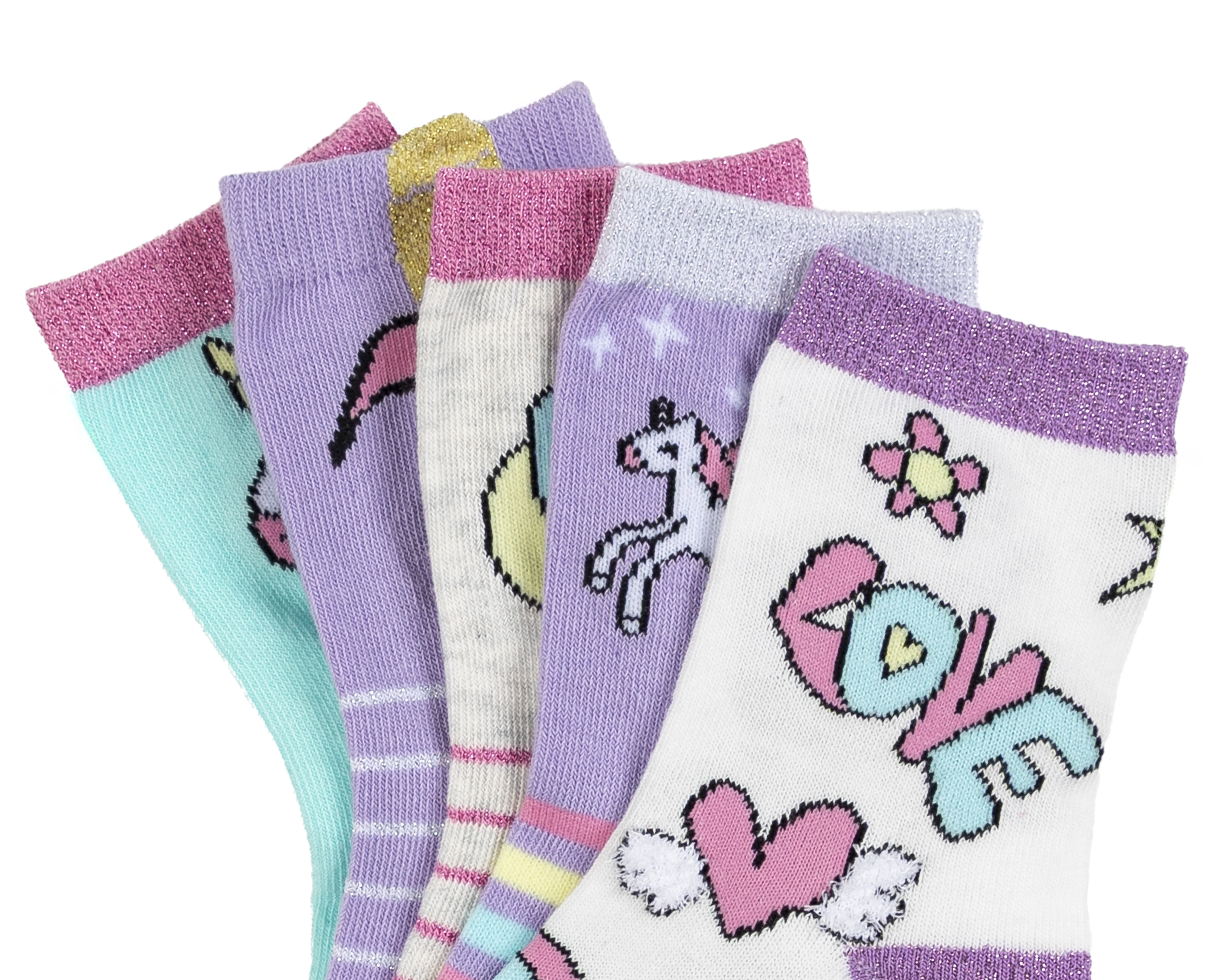 Foto 3 pulgar | Foto 2 | Calcetas Cortas Girls Attitude para Niña 5 Pares