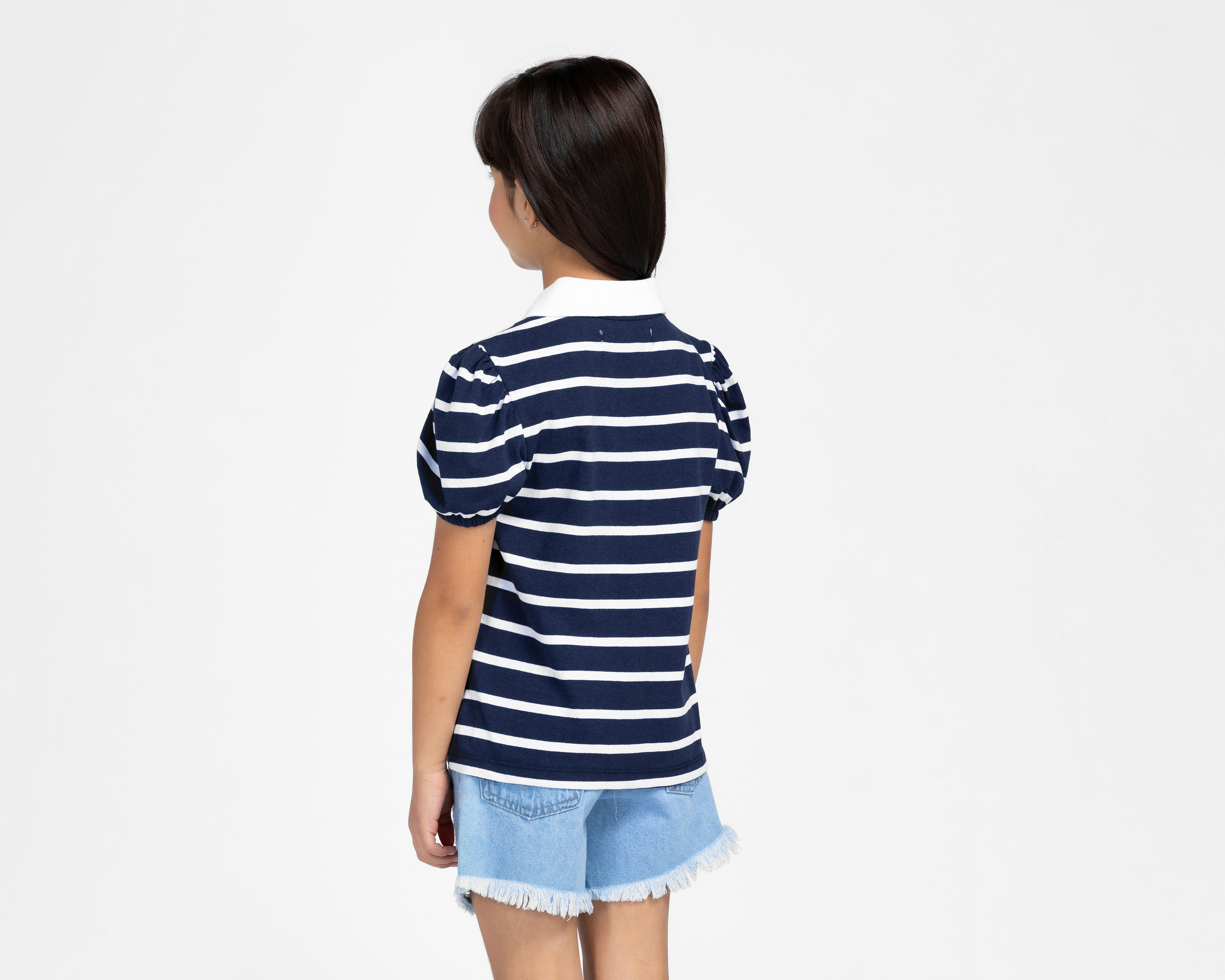 Foto 4 pulgar | Foto 3 | Playera Polo Refill Azul para Niña