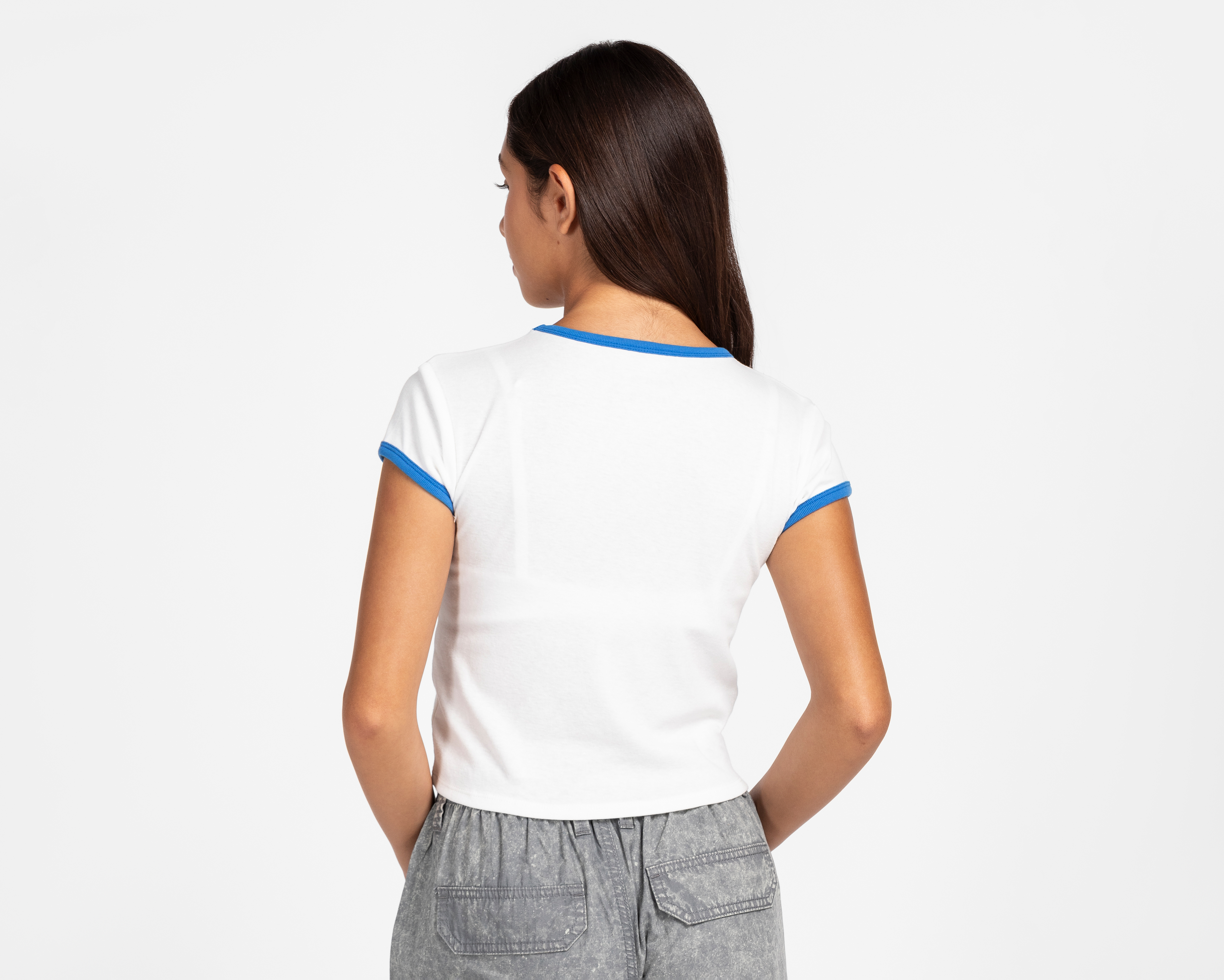 Foto 4 pulgar | Foto 3 | Playera de Cuello Redondo Blanco Refill para Mujer