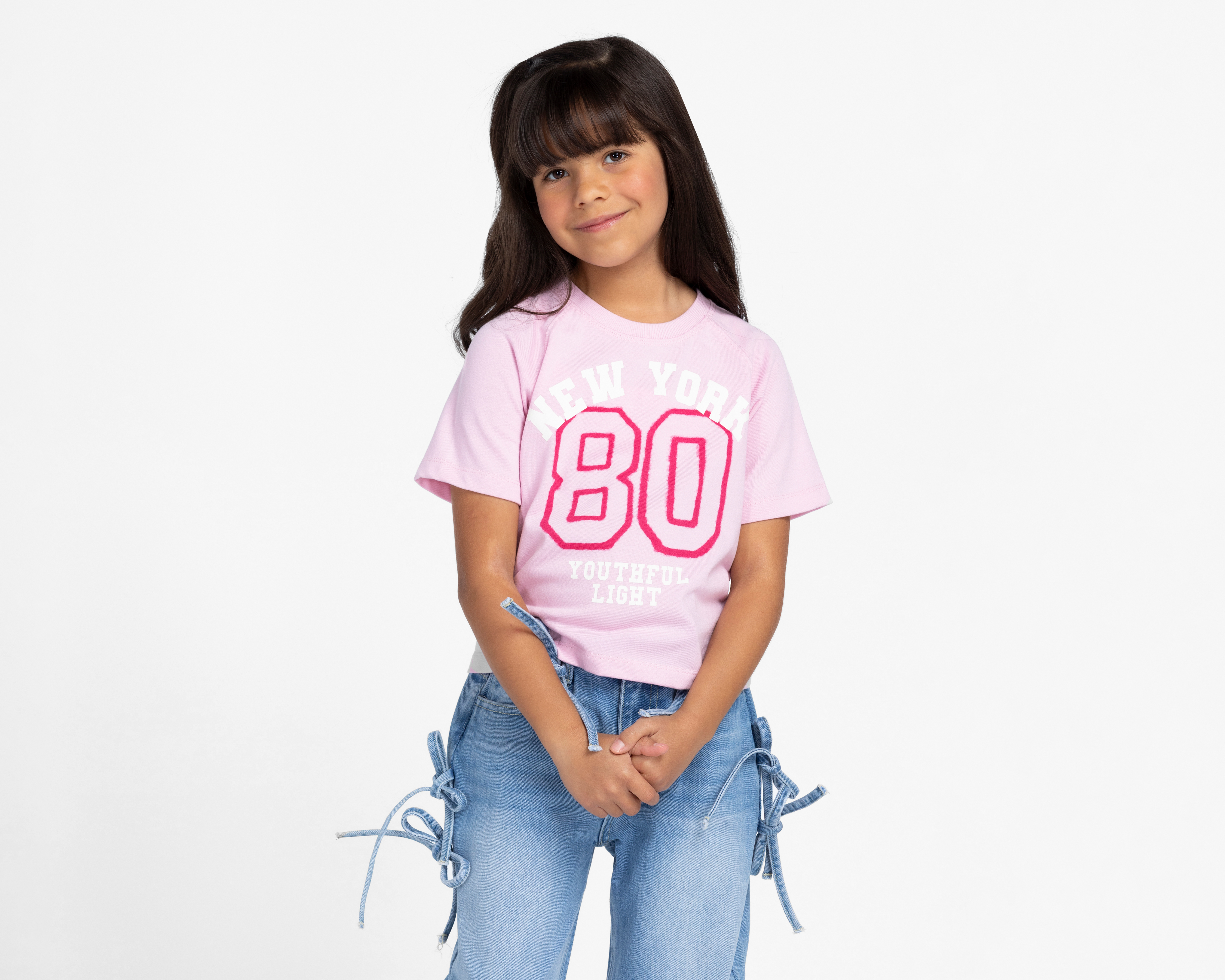 Playera de Cuello Redondo Rosa Refill para Niña