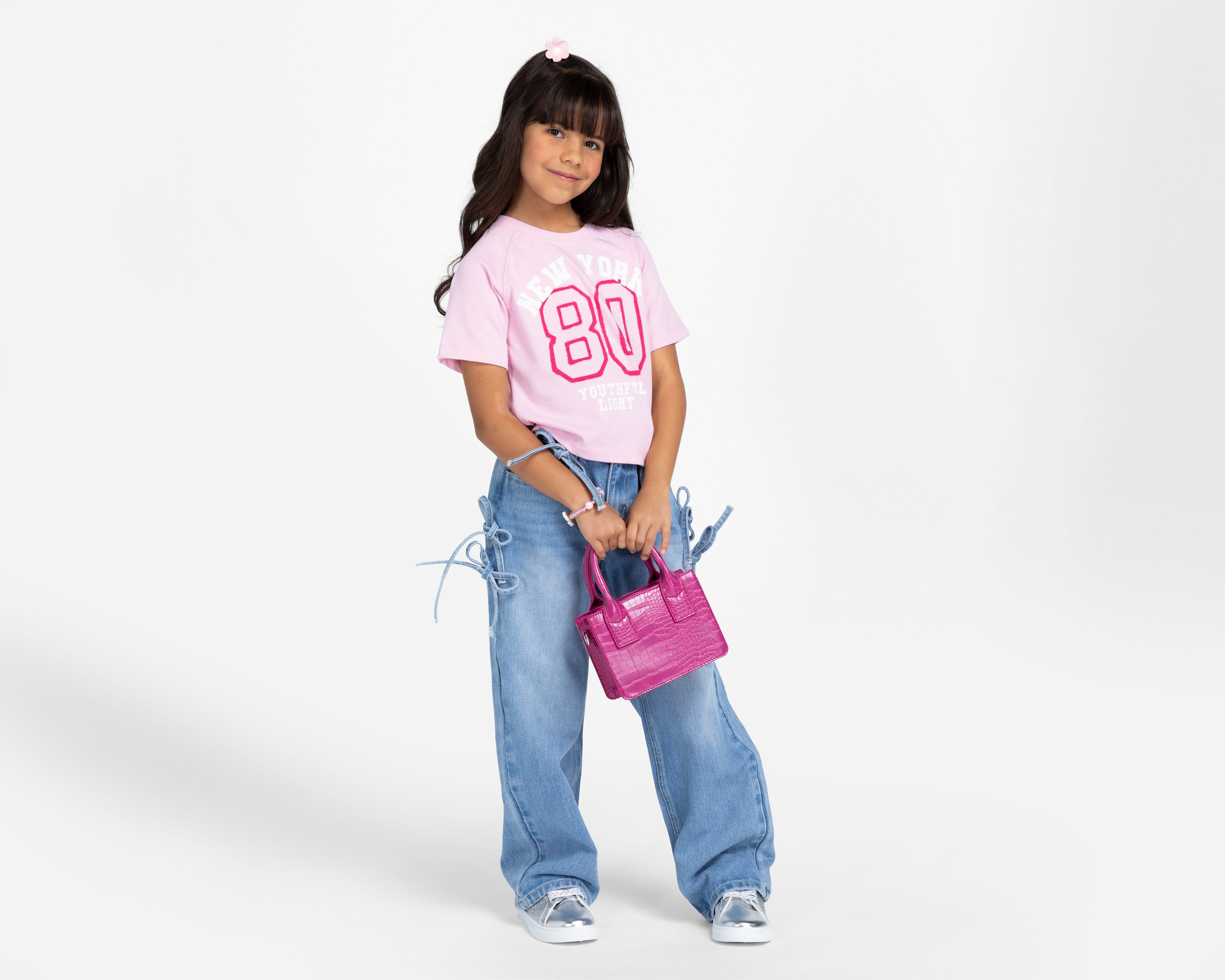 Foto 3 pulgar | Foto 2 | Playera de Cuello Redondo Rosa Refill para Niña