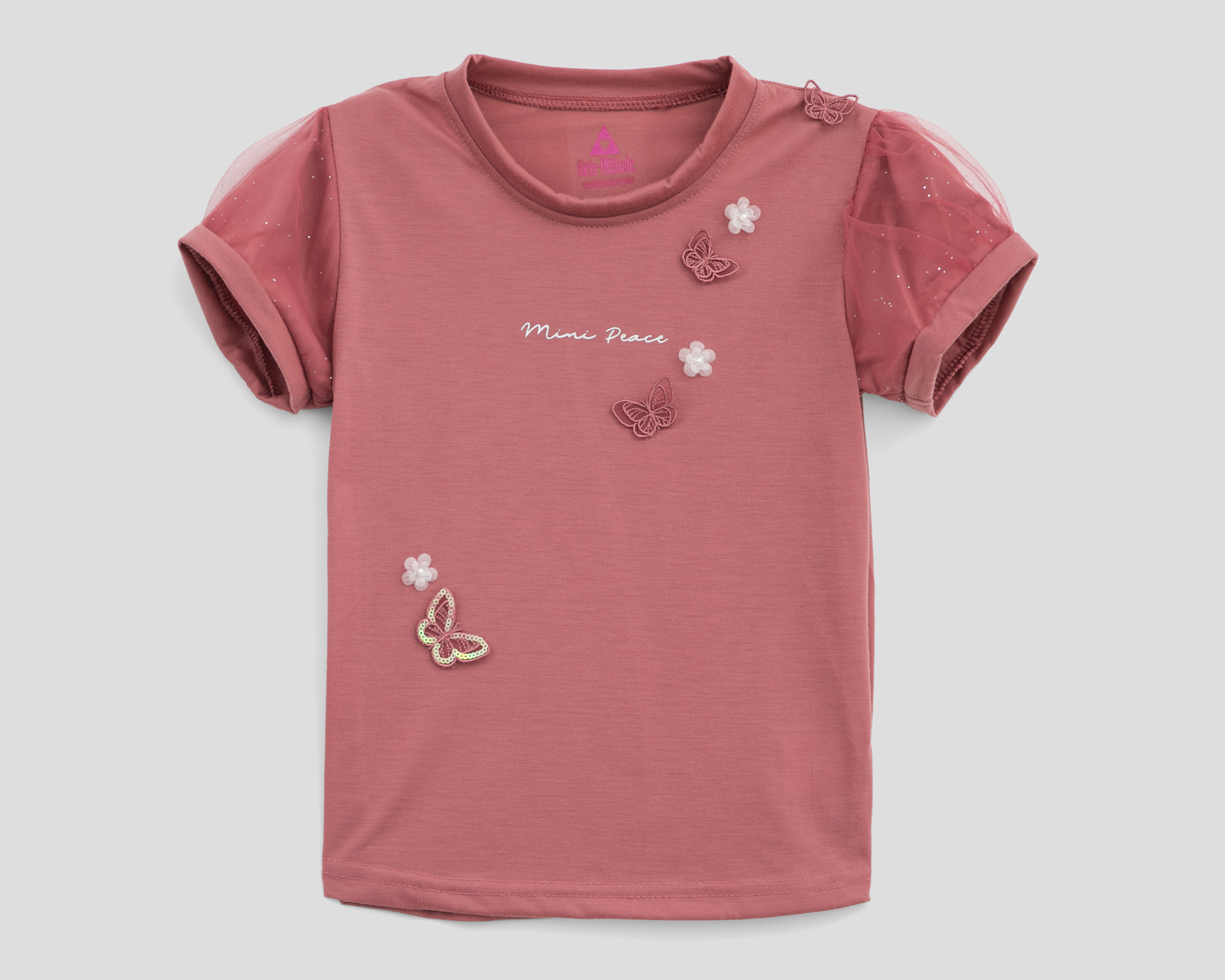 Foto 2 pulgar | Foto 1 | Playera de Cuello Redondo Rosa Girls Attitude para Niña