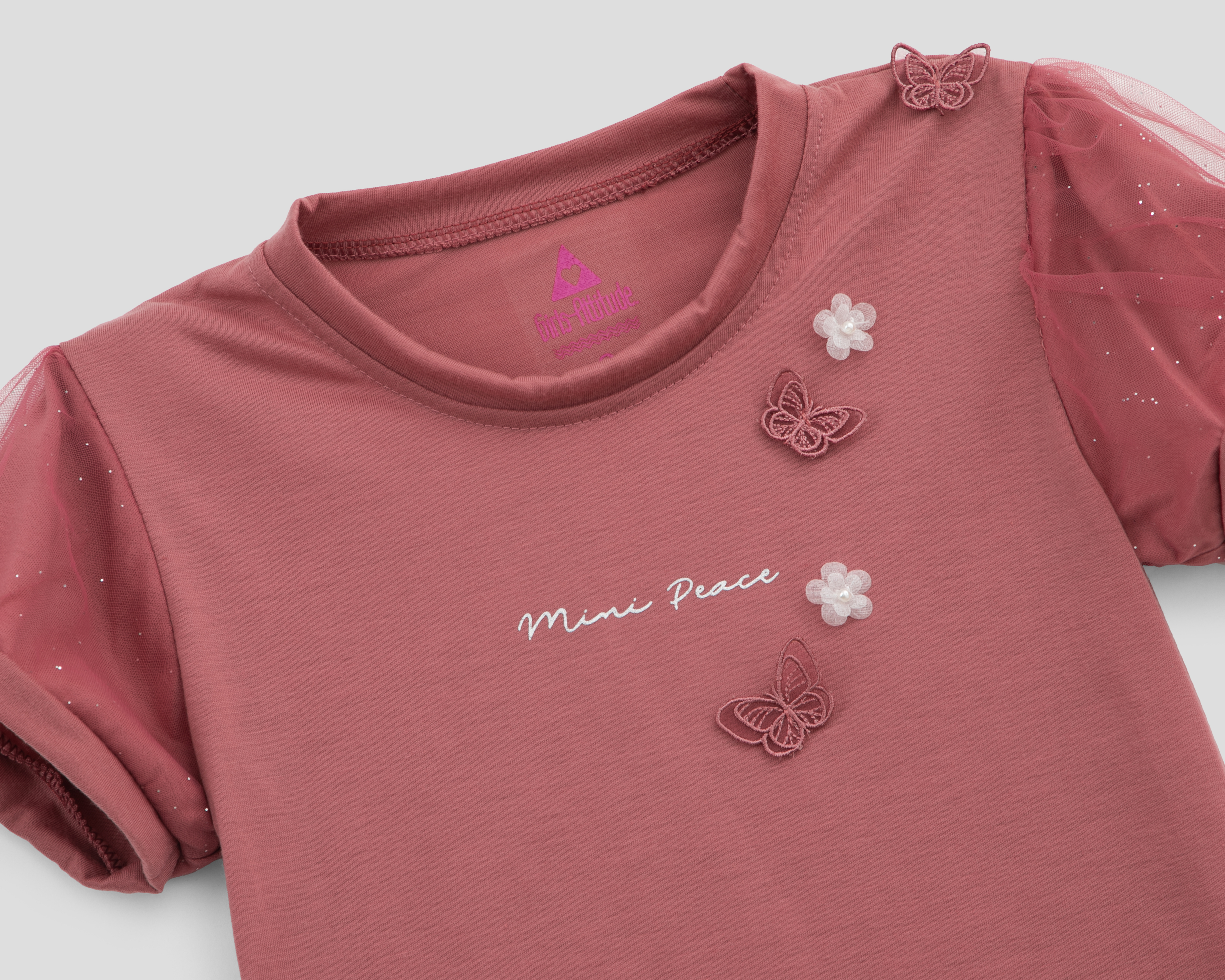 Foto 4 pulgar | Foto 3 | Playera de Cuello Redondo Rosa Girls Attitude para Niña