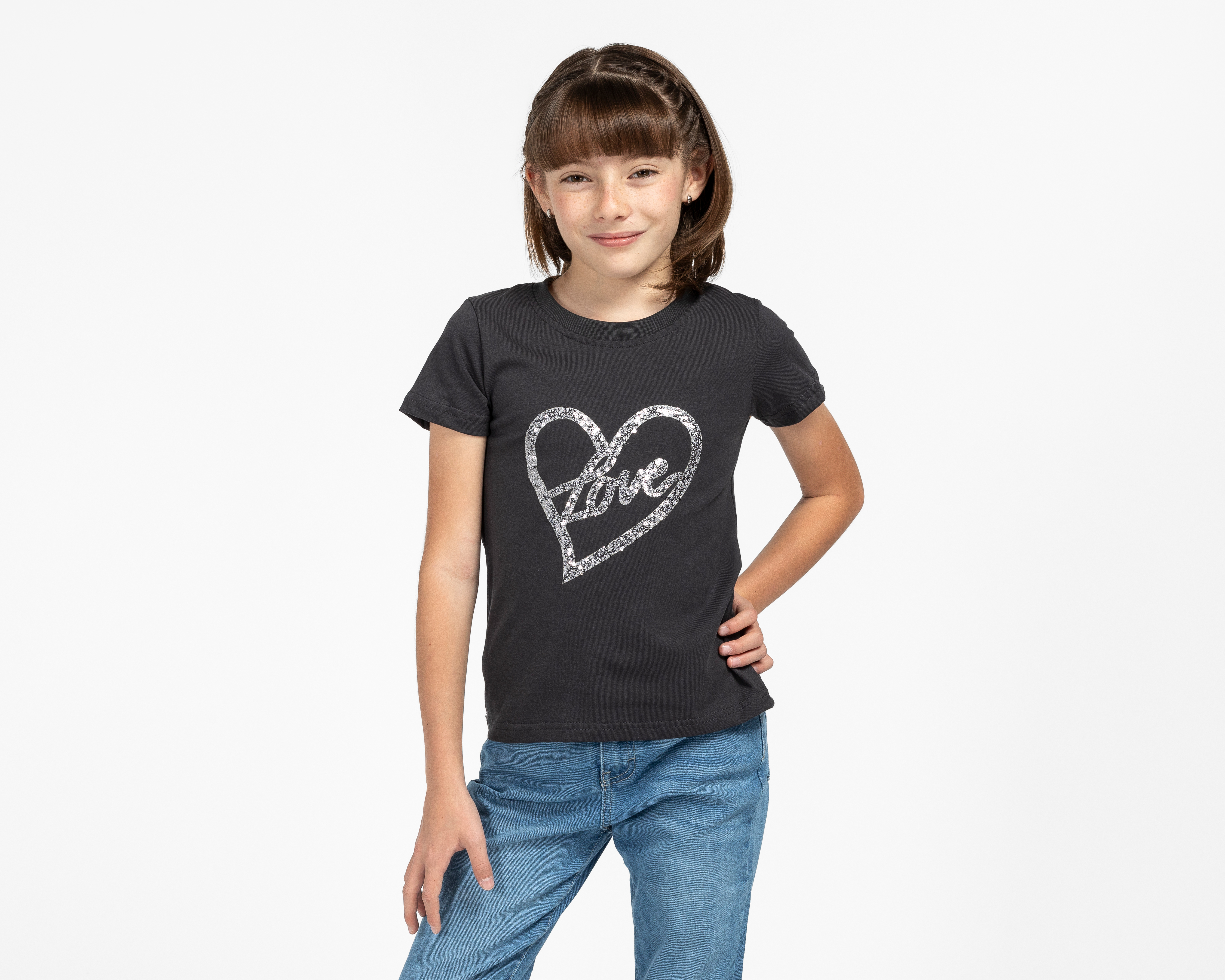 Playera de Cuello Redondo Negra 18 Forever para Niña