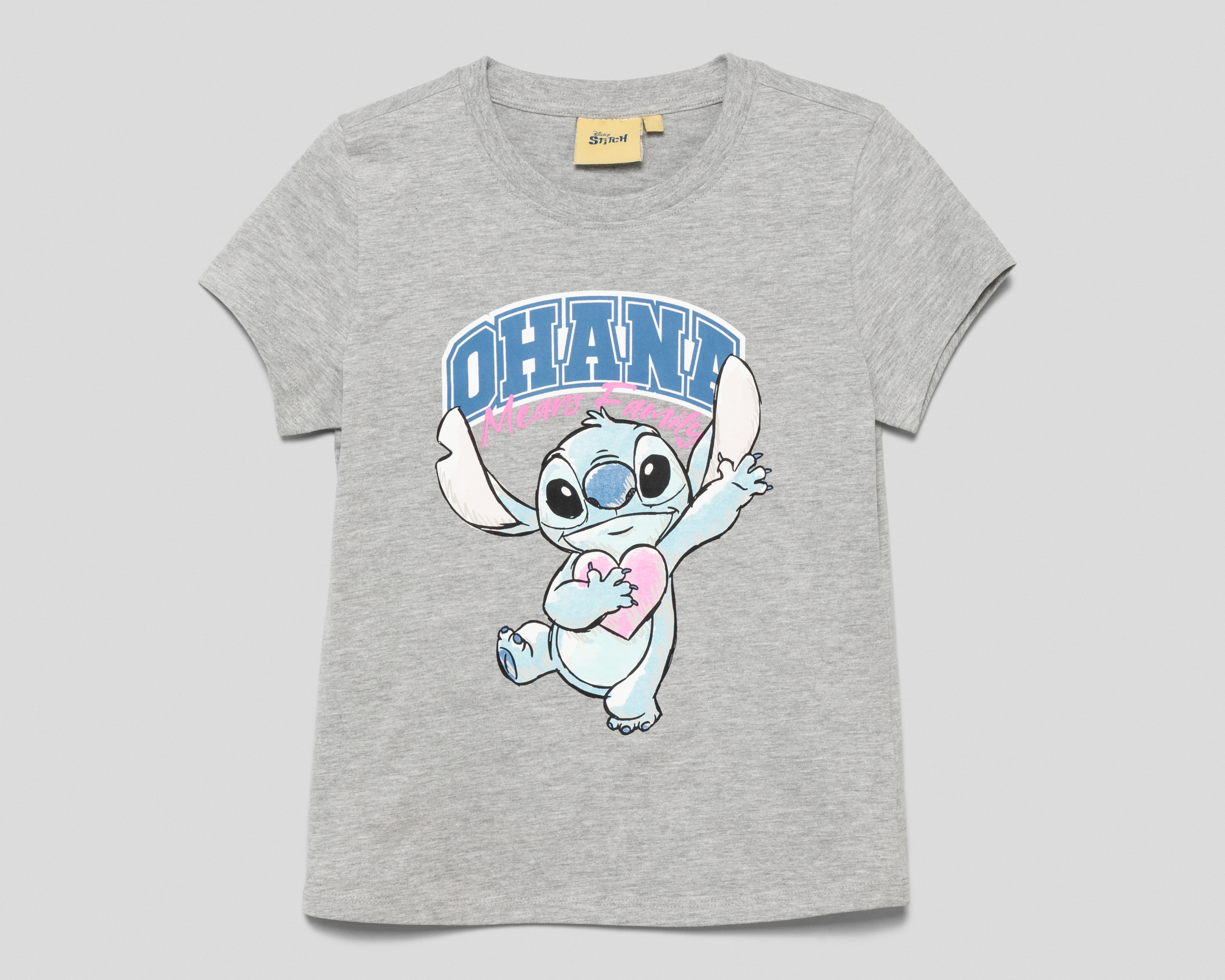 Playera de Cuello Redondo Gris Disney Lilo & Stitch para Niña
