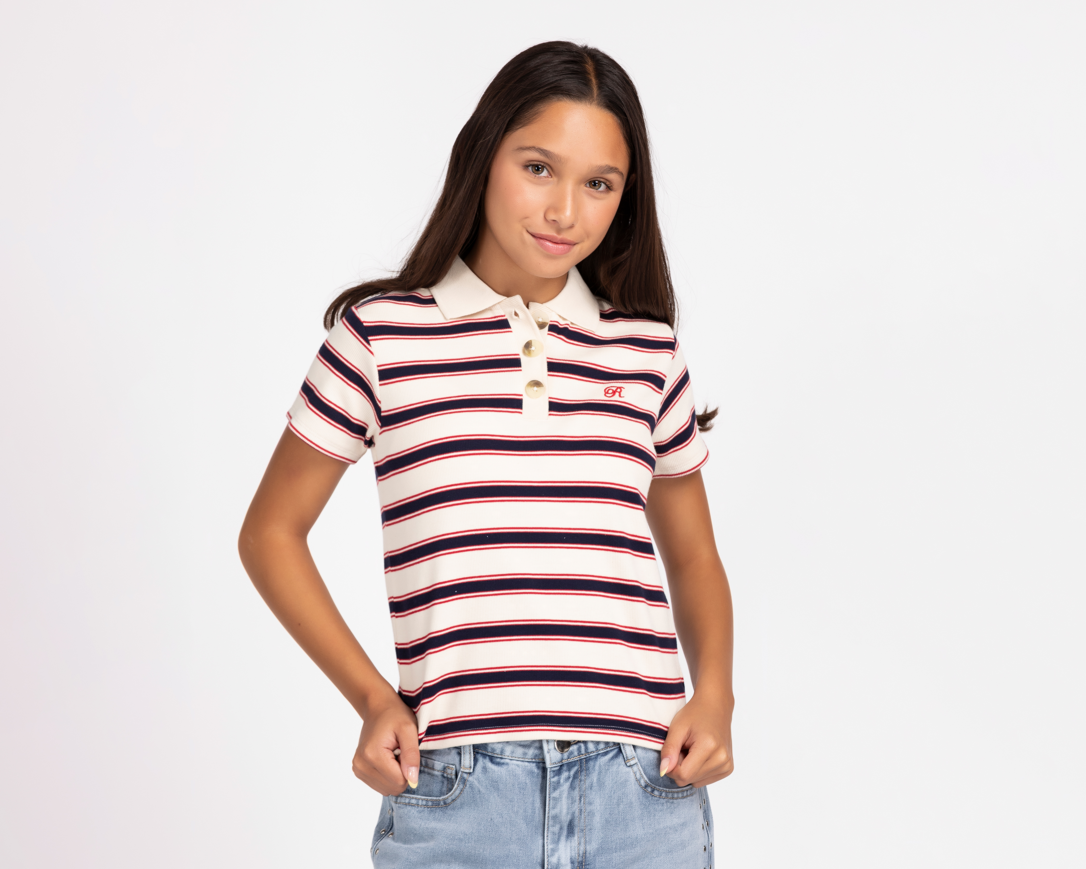 Foto 2 pulgar | Foto 1 | Playera Polo Refill Beige Juvenil