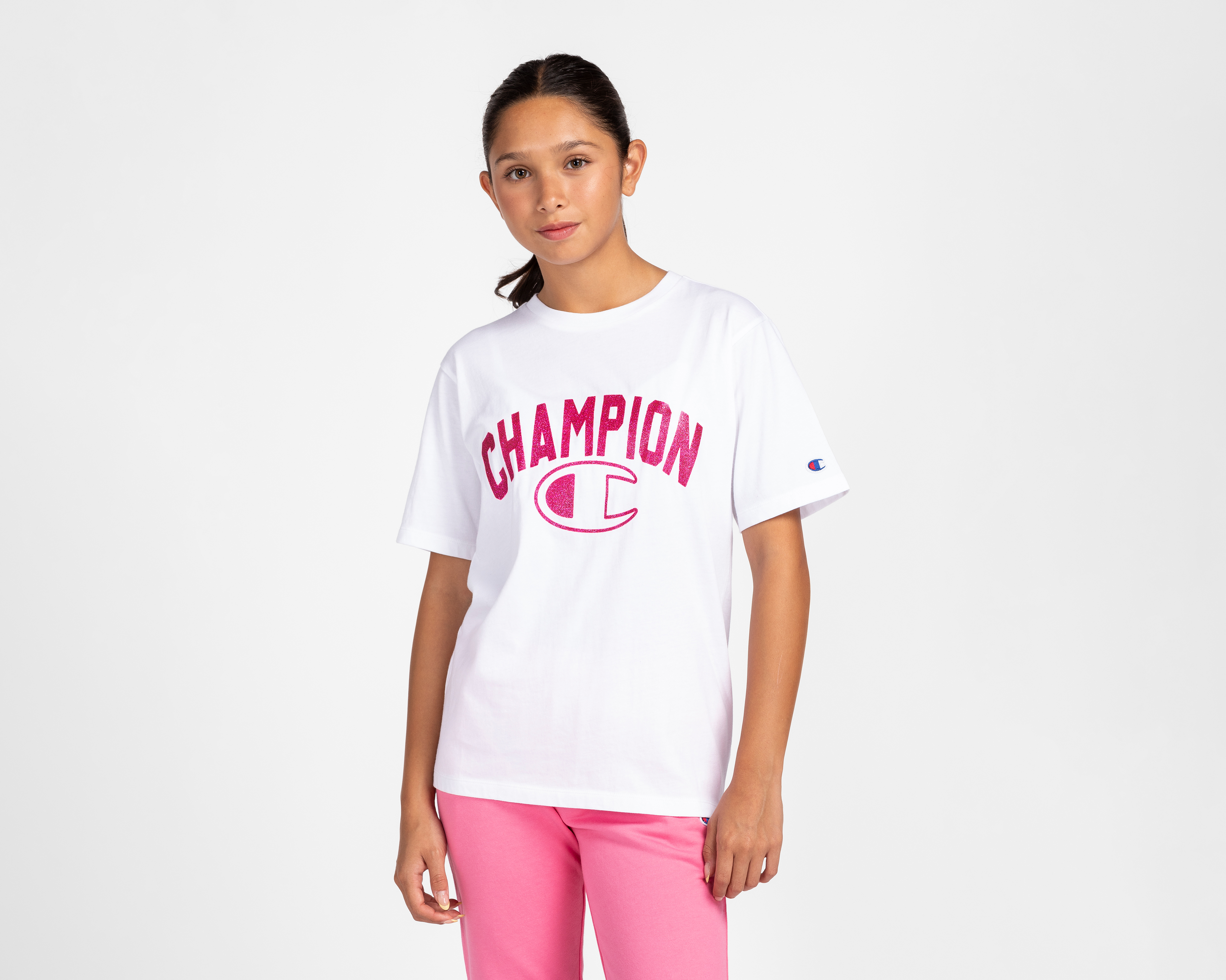 Playera de Cuello Redondo Blanca Champion para Niña